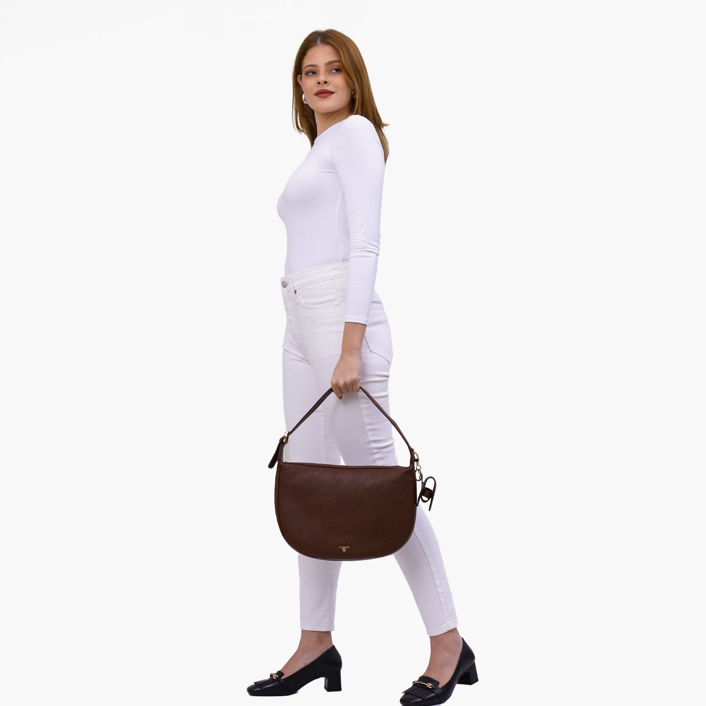 Medium Wax Leather Hobo Bag - Espresso