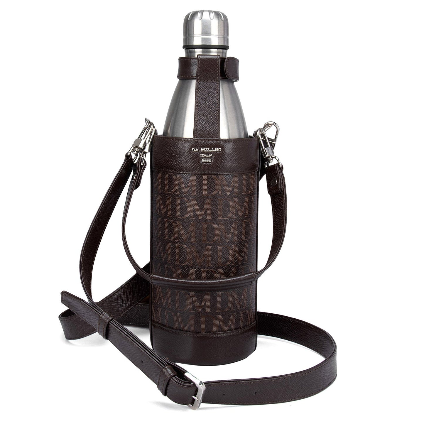 Monogram Leather Bottle Case - Chocolate