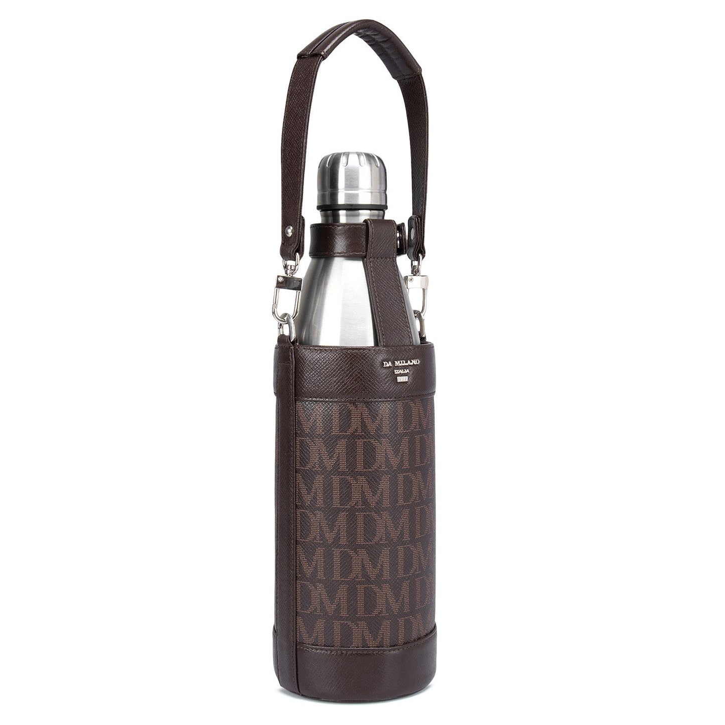 Monogram Leather Bottle Case - Chocolate
