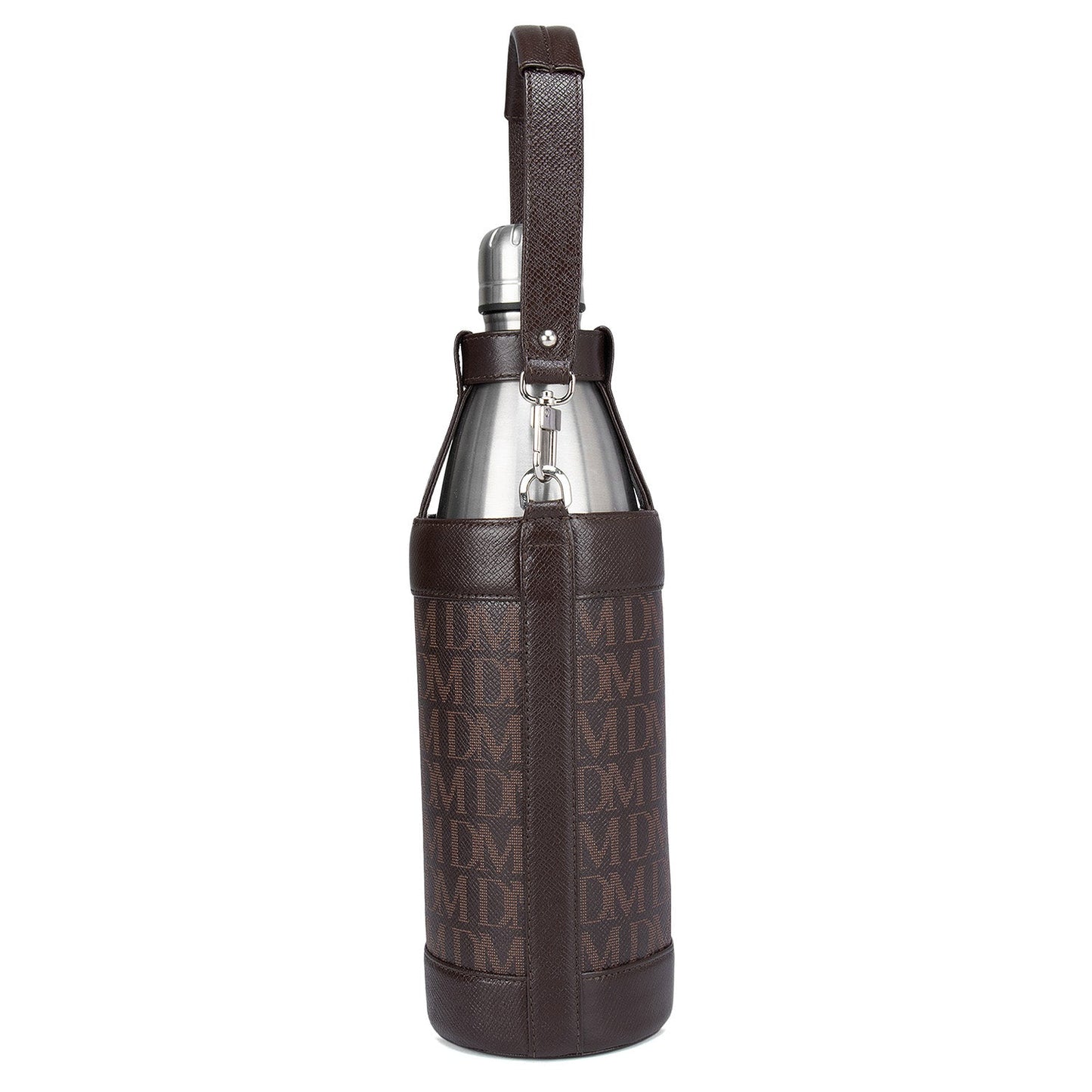 Monogram Leather Bottle Case - Chocolate