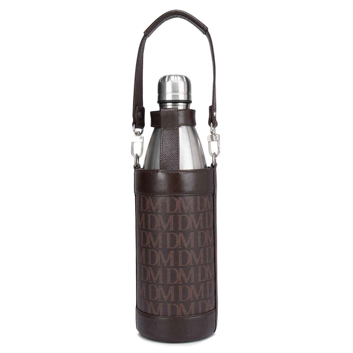 Monogram Leather Bottle Case - Chocolate