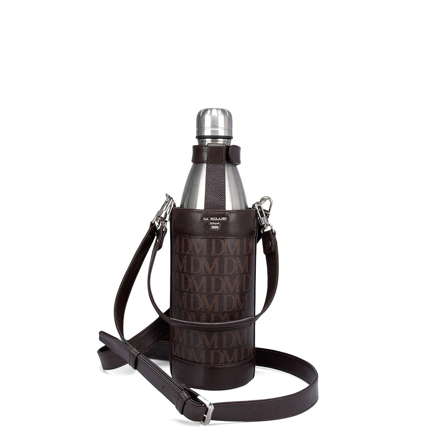 Monogram Leather Bottle Case - Chocolate