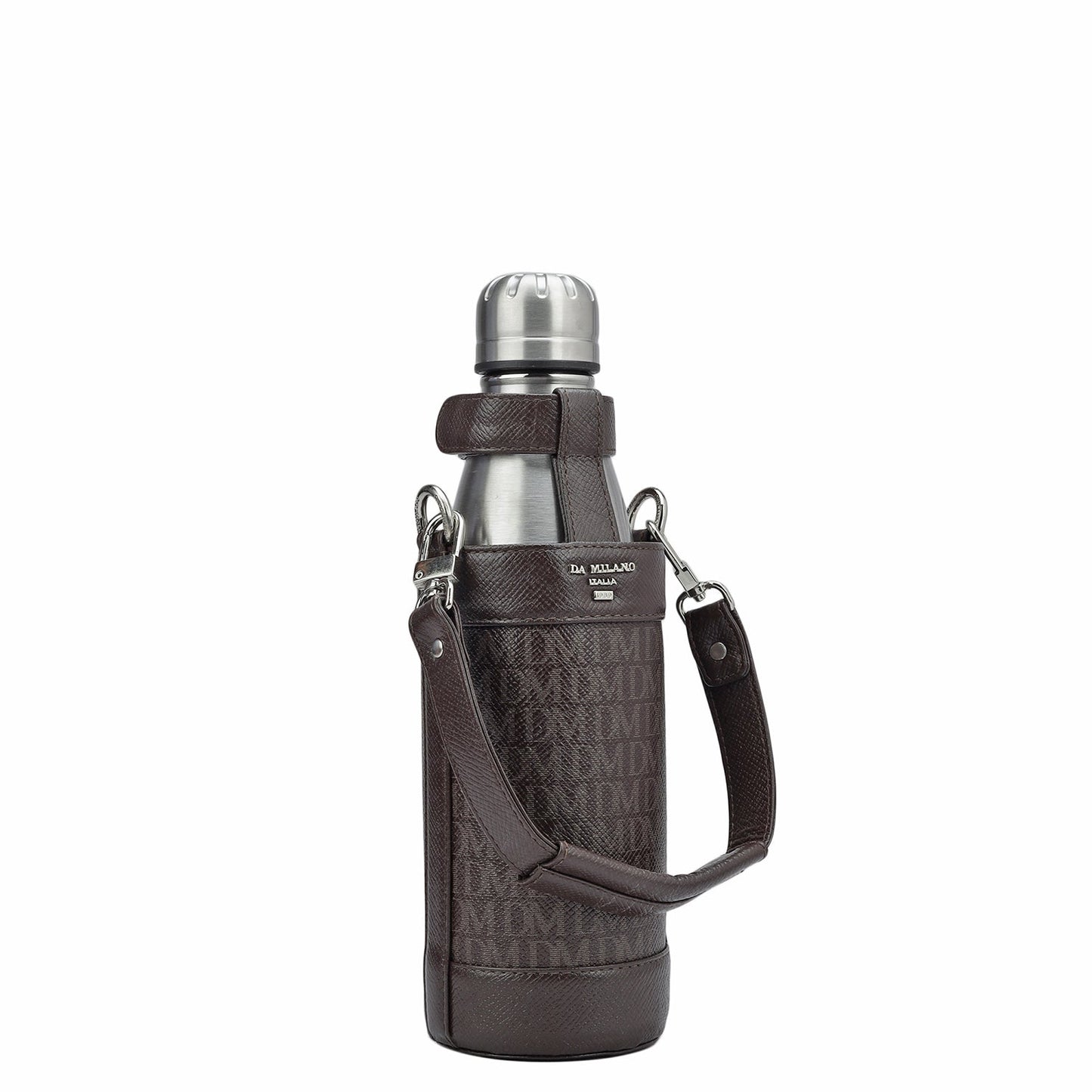 Monogram Leather Bottle Case - Chocolate