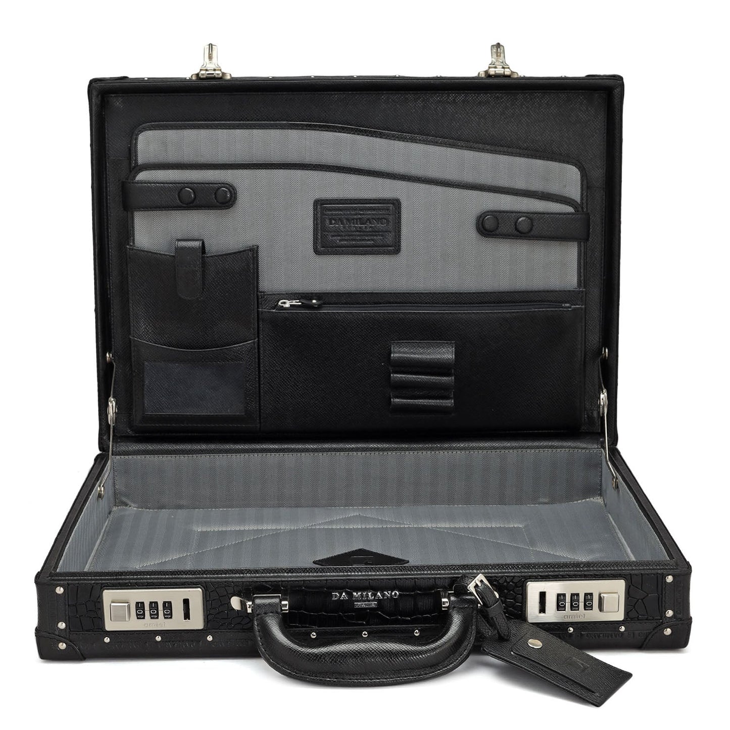 Croco Leather Briefcase - Black