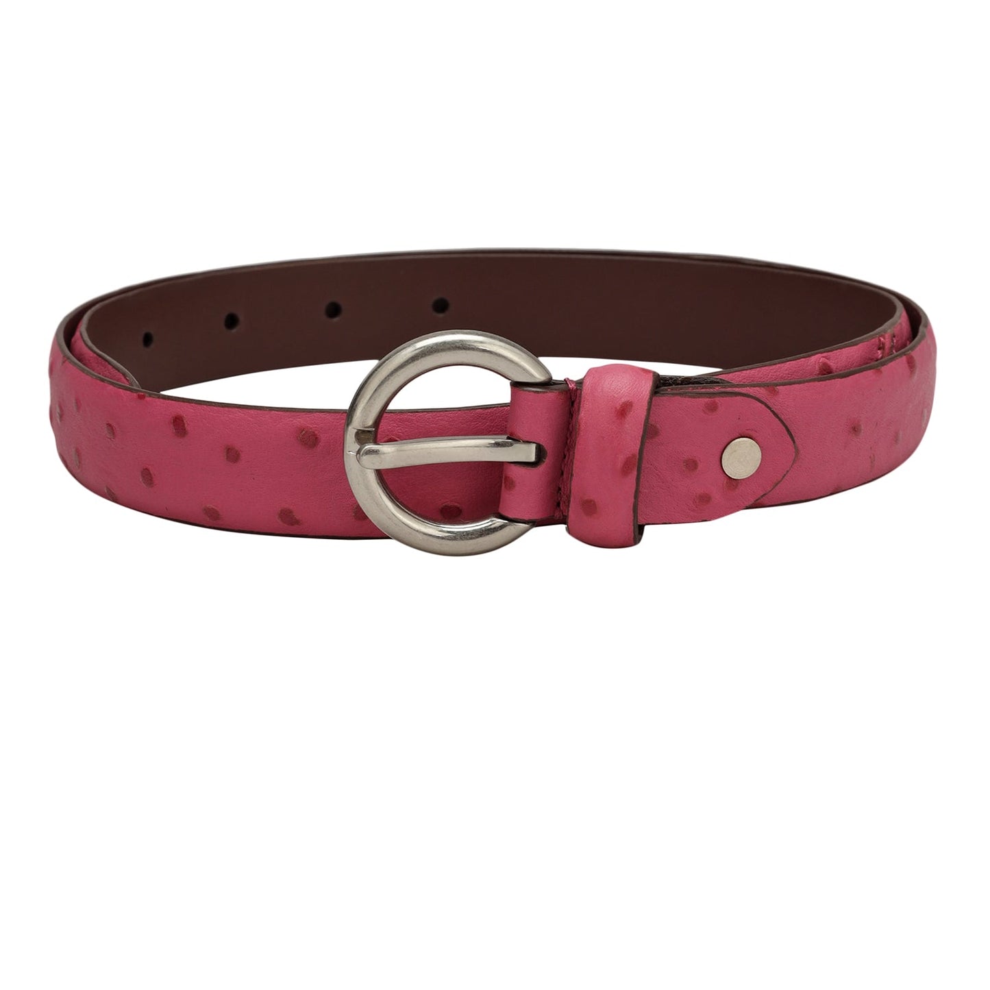 Casual Ostrich Leather Ladies Belt - Majenta