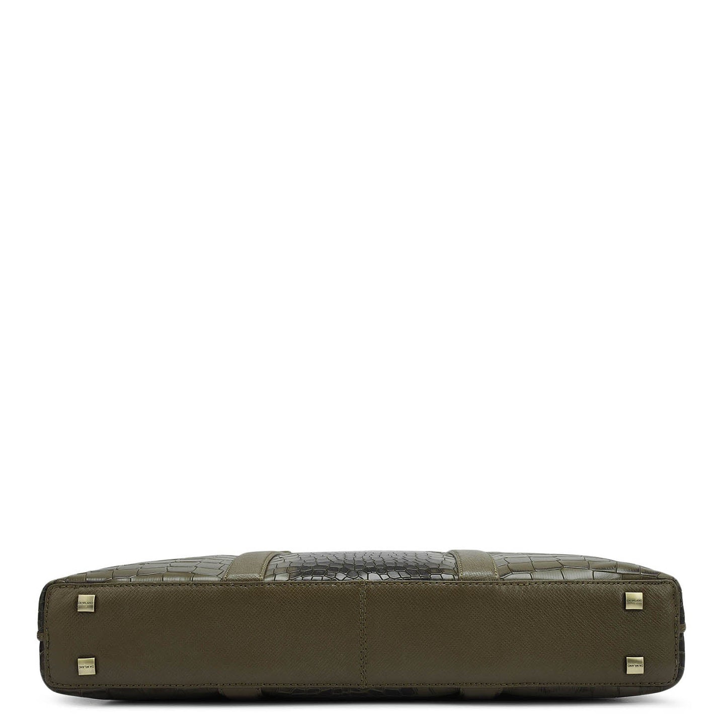 Croco Franzy Leather Laptop Bag - Military Green