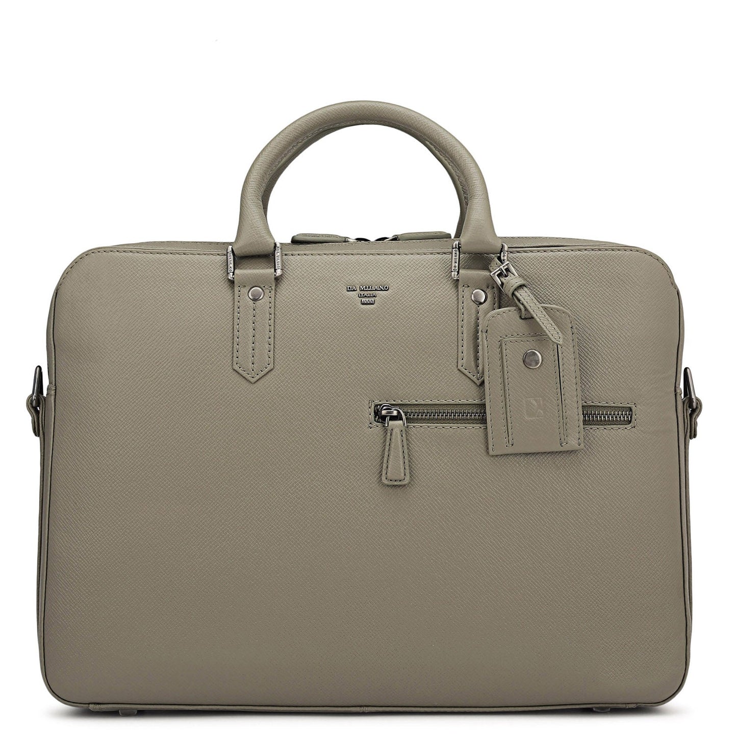 Franzy Leather Laptop Bag - Stone Grey