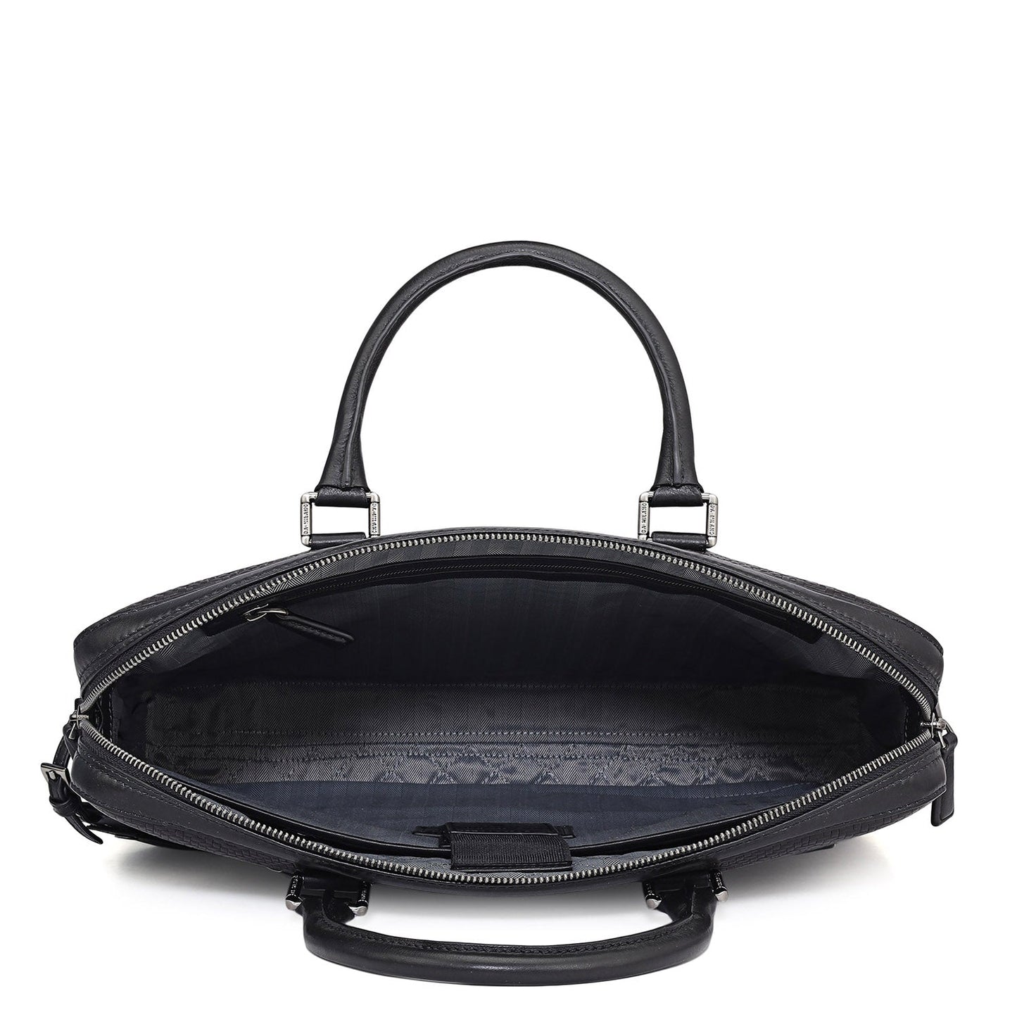 Mat Emboss Leather Laptop Bag - Black