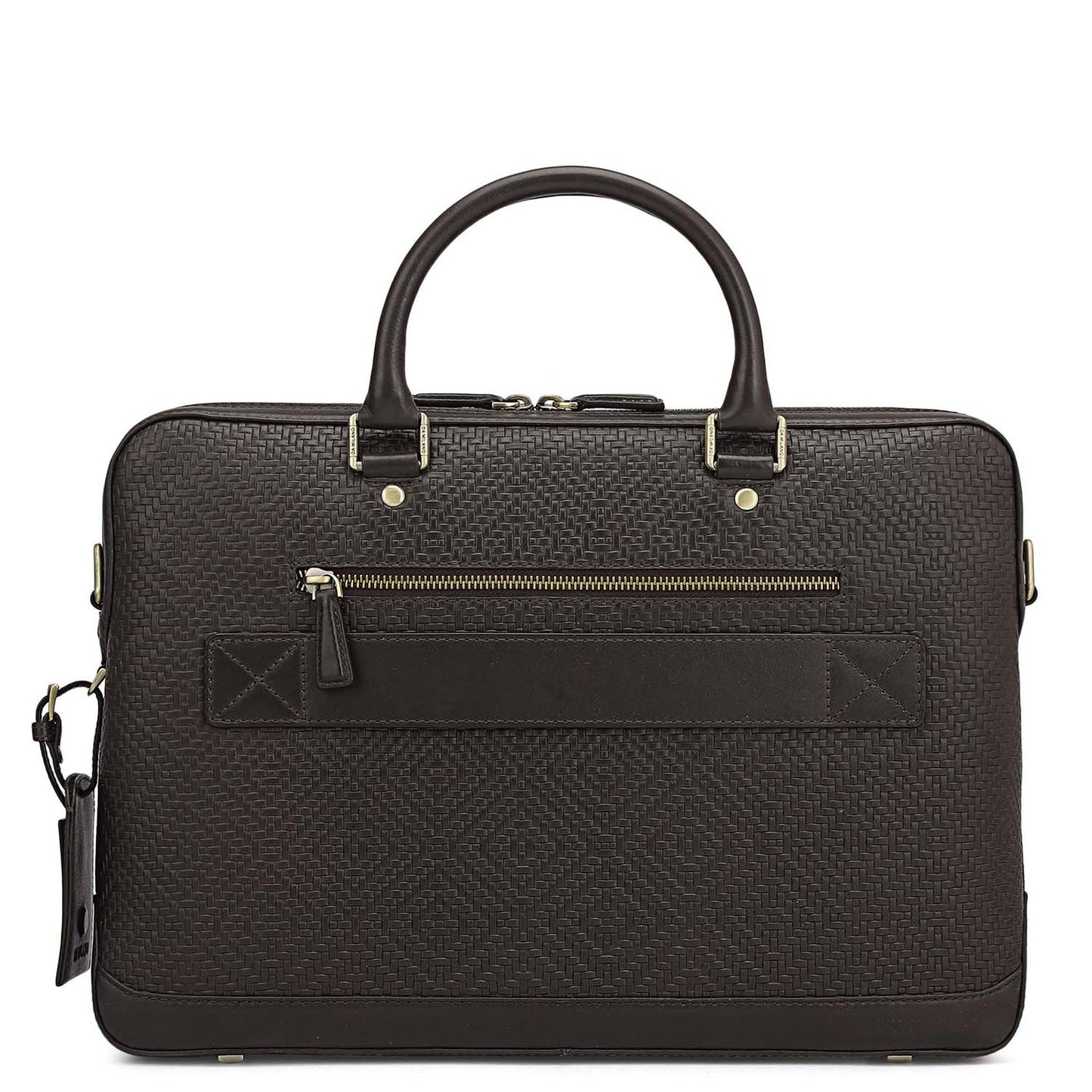 Mat Emboss Leather Laptop Bag - Brown