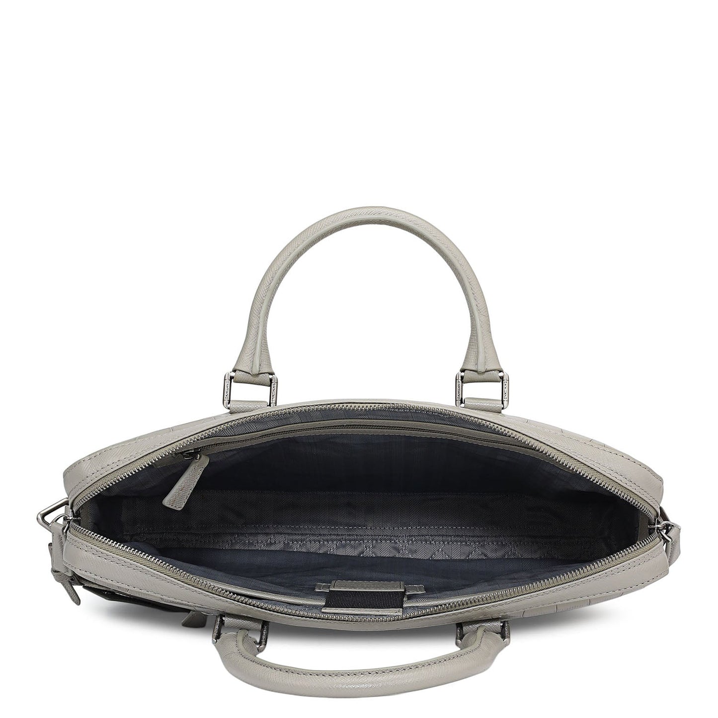 Croco Leather Laptop Bag - Stone Grey