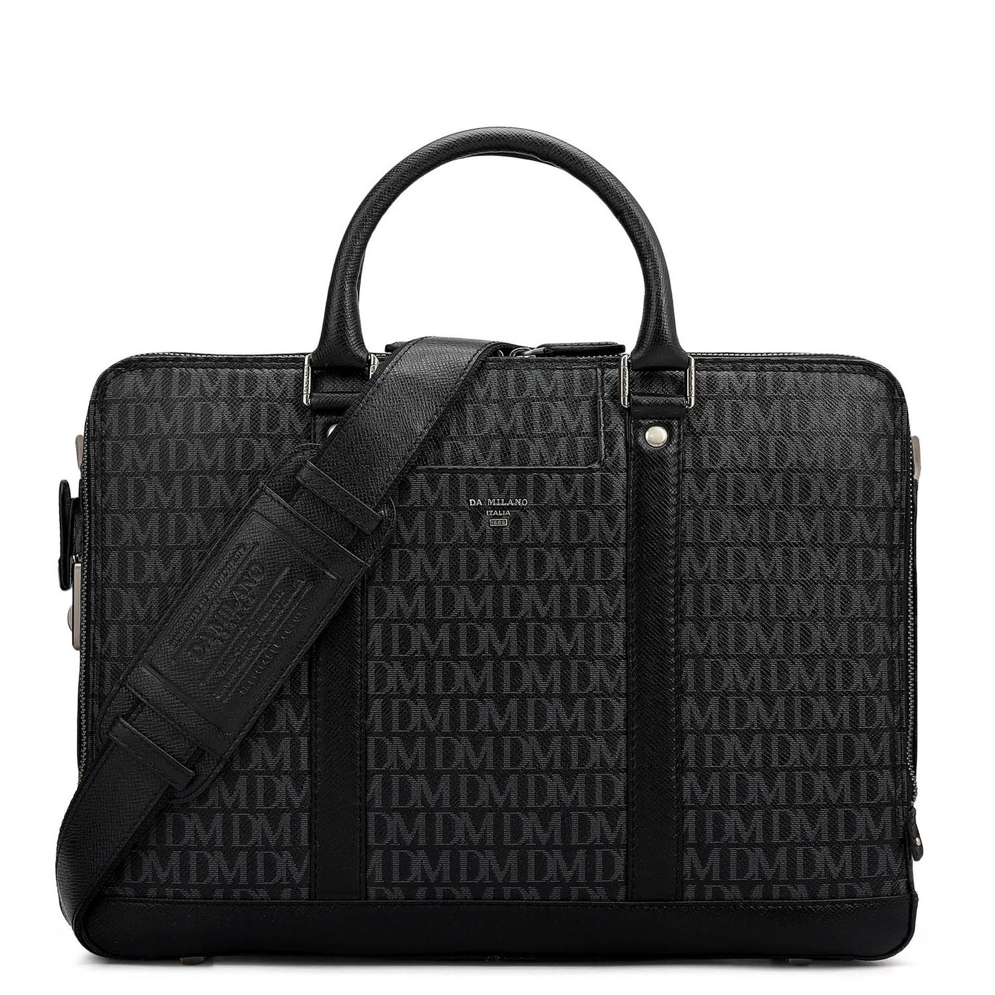 Monogram Franzy Leather Laptop Bag - Black