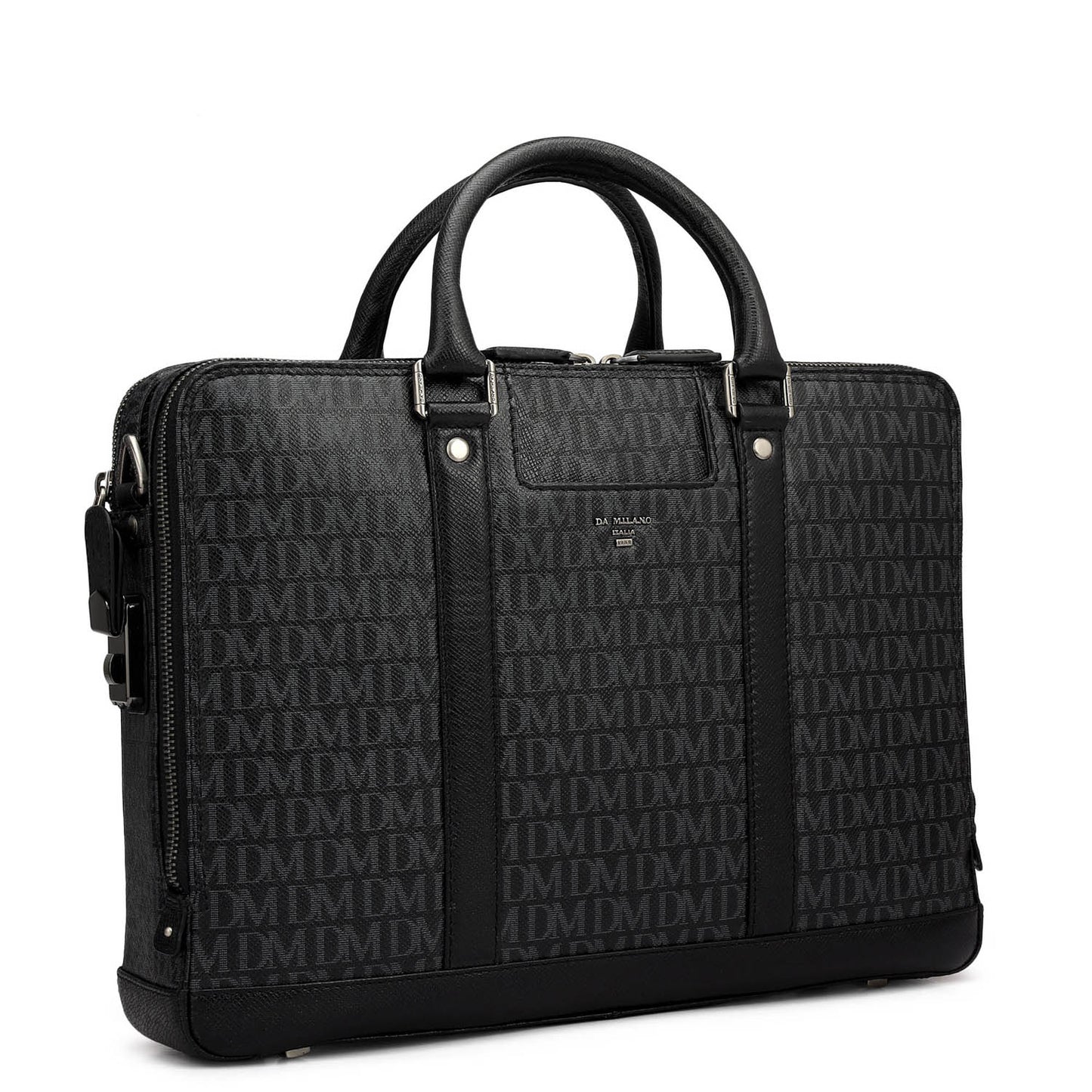 Monogram Franzy Leather Laptop Bag - Black