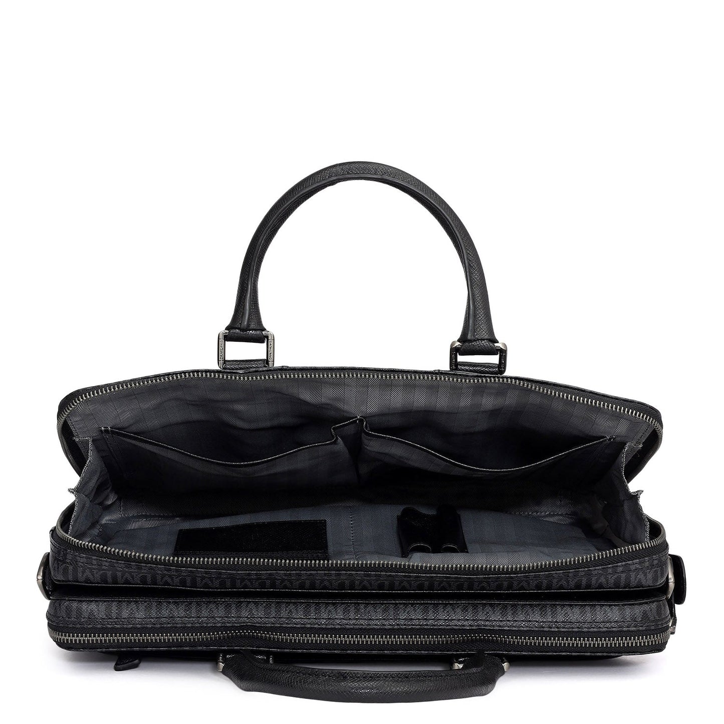 Monogram Franzy Leather Laptop Bag - Black