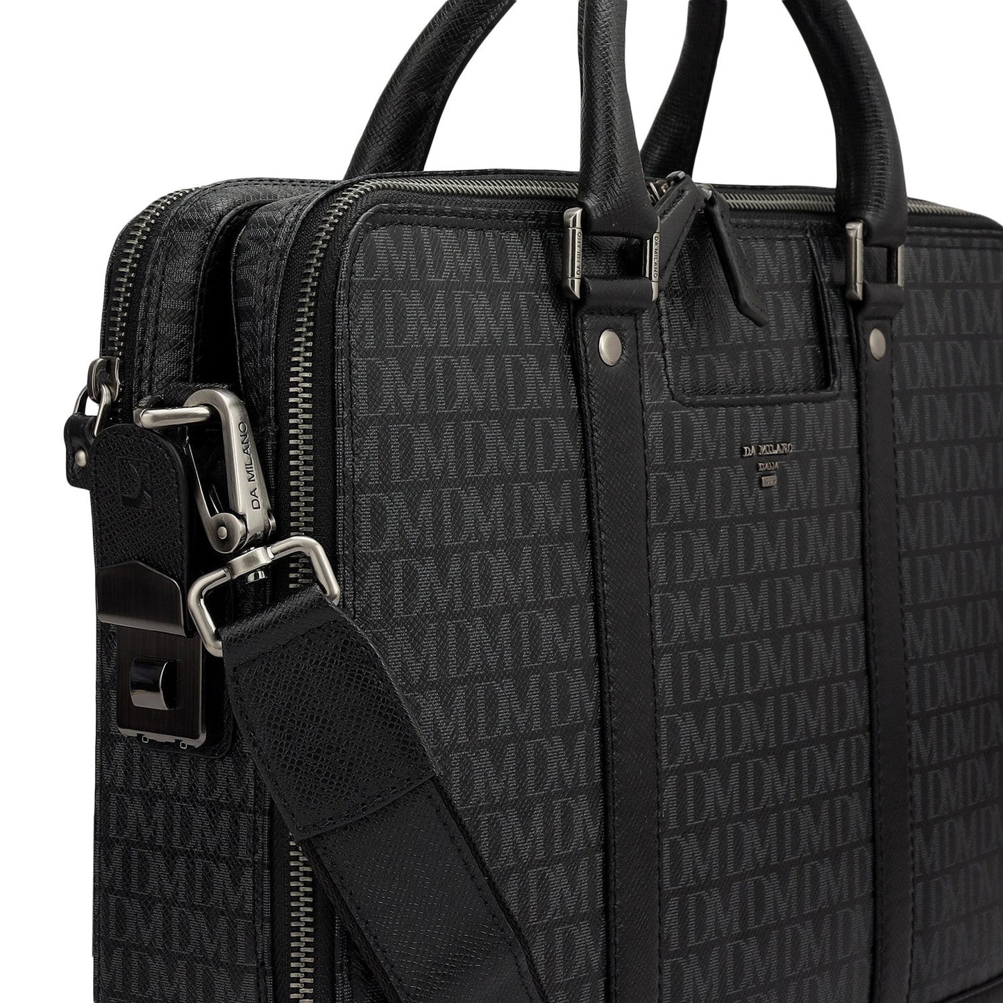 Monogram Franzy Leather Laptop Bag - Black