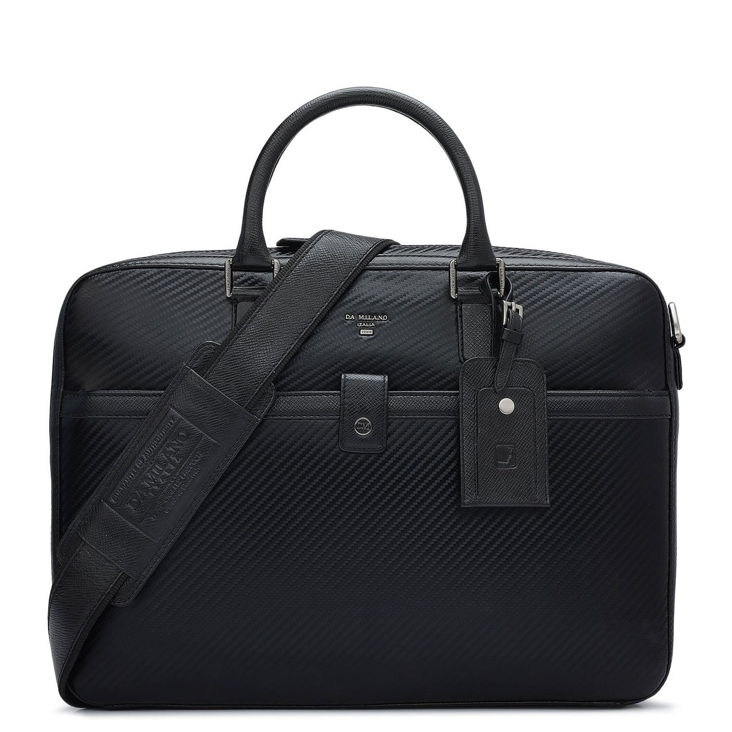 Italian Texture Print Laptop Bag - Black