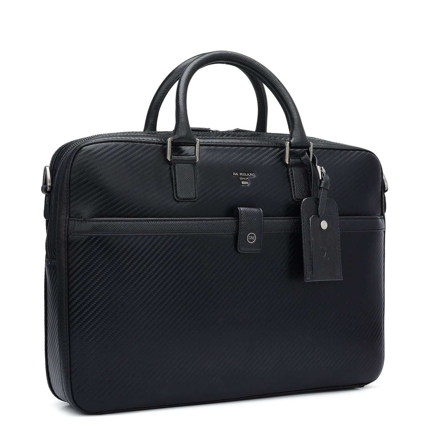 Italian Texture Print Laptop Bag - Black