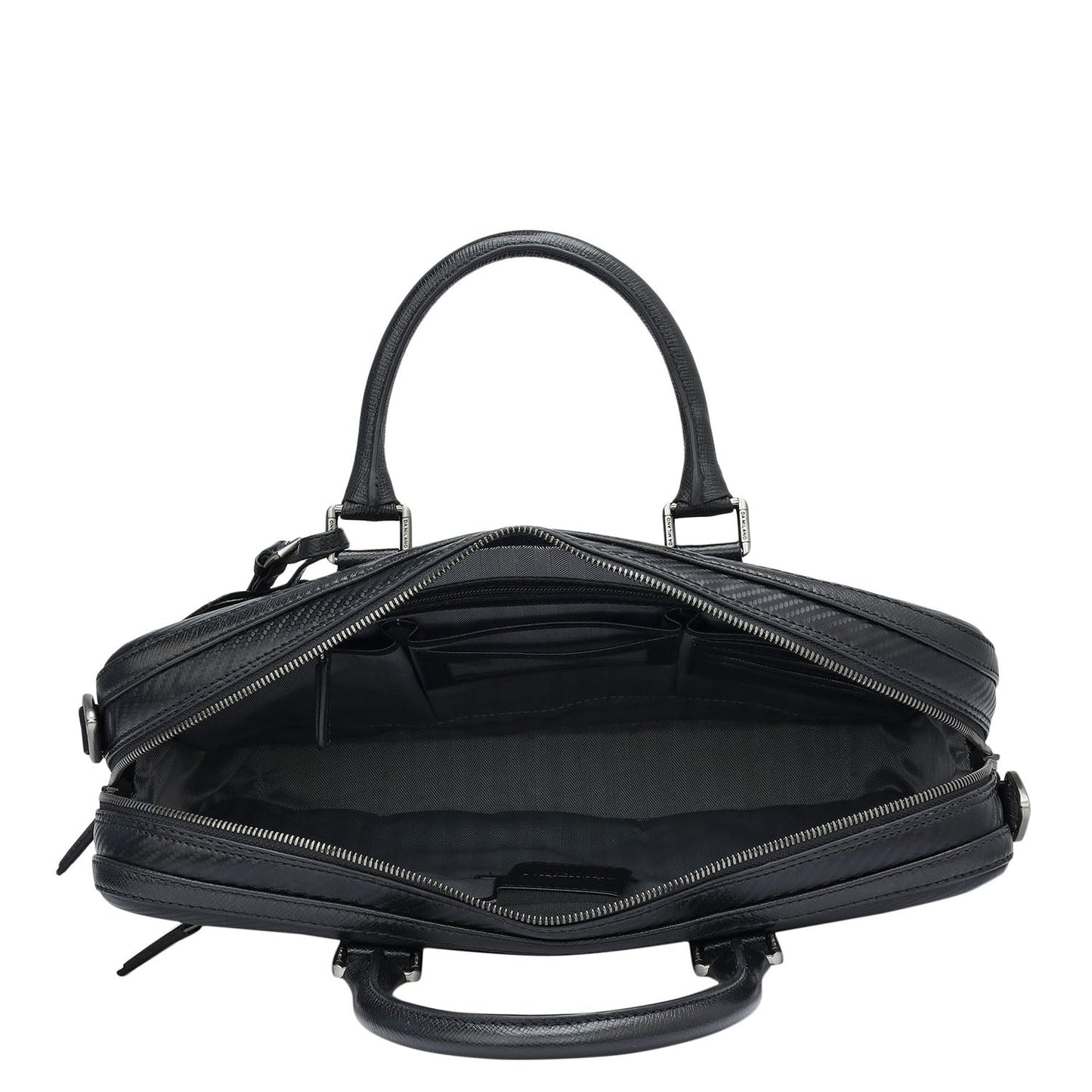 Italian Texture Print Laptop Bag - Black
