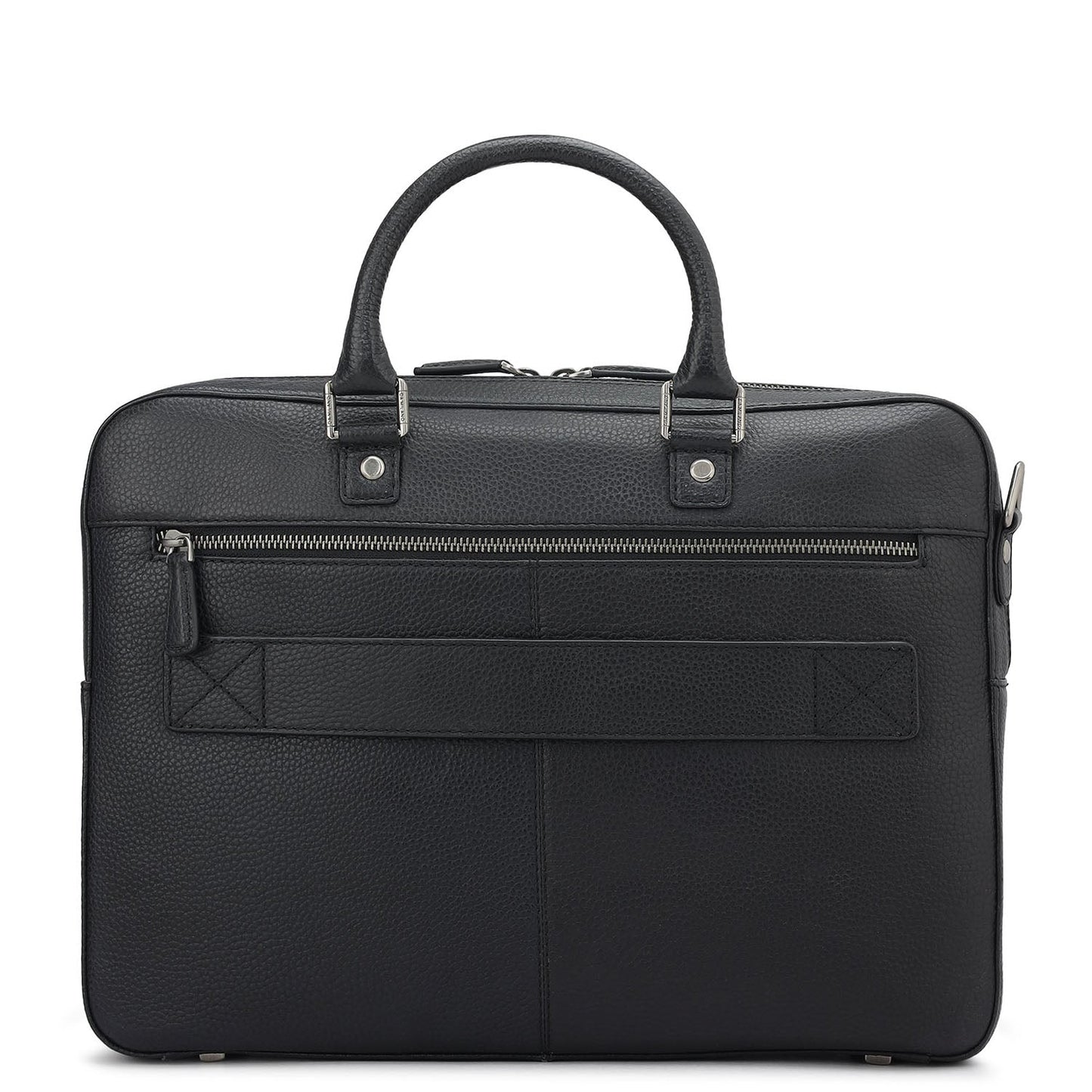Wax Leather Laptop Bag - Black
