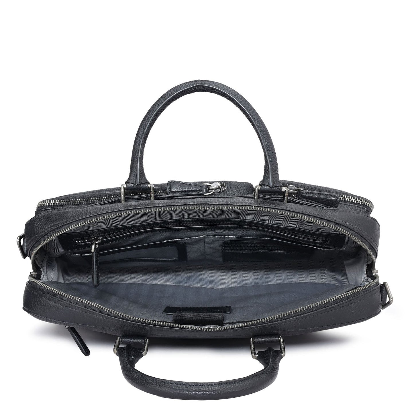 Wax Leather Laptop Bag - Black