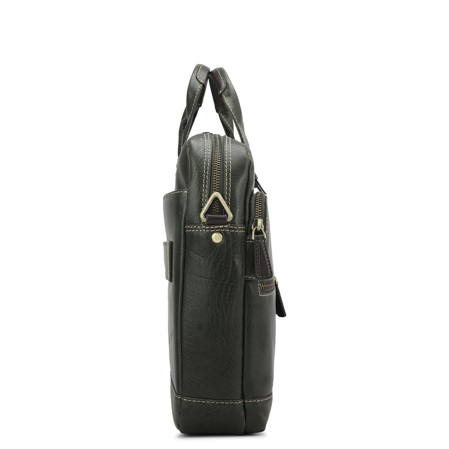 Elephant Pattern Leather Laptop Bag - Green