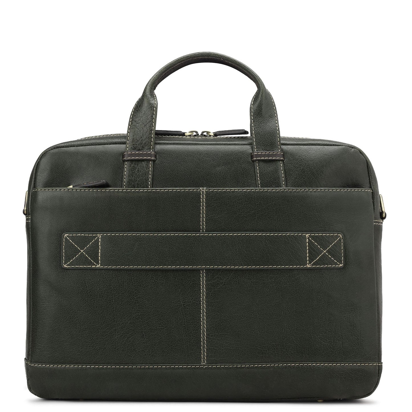 Elephant Pattern Leather Laptop Bag - Green