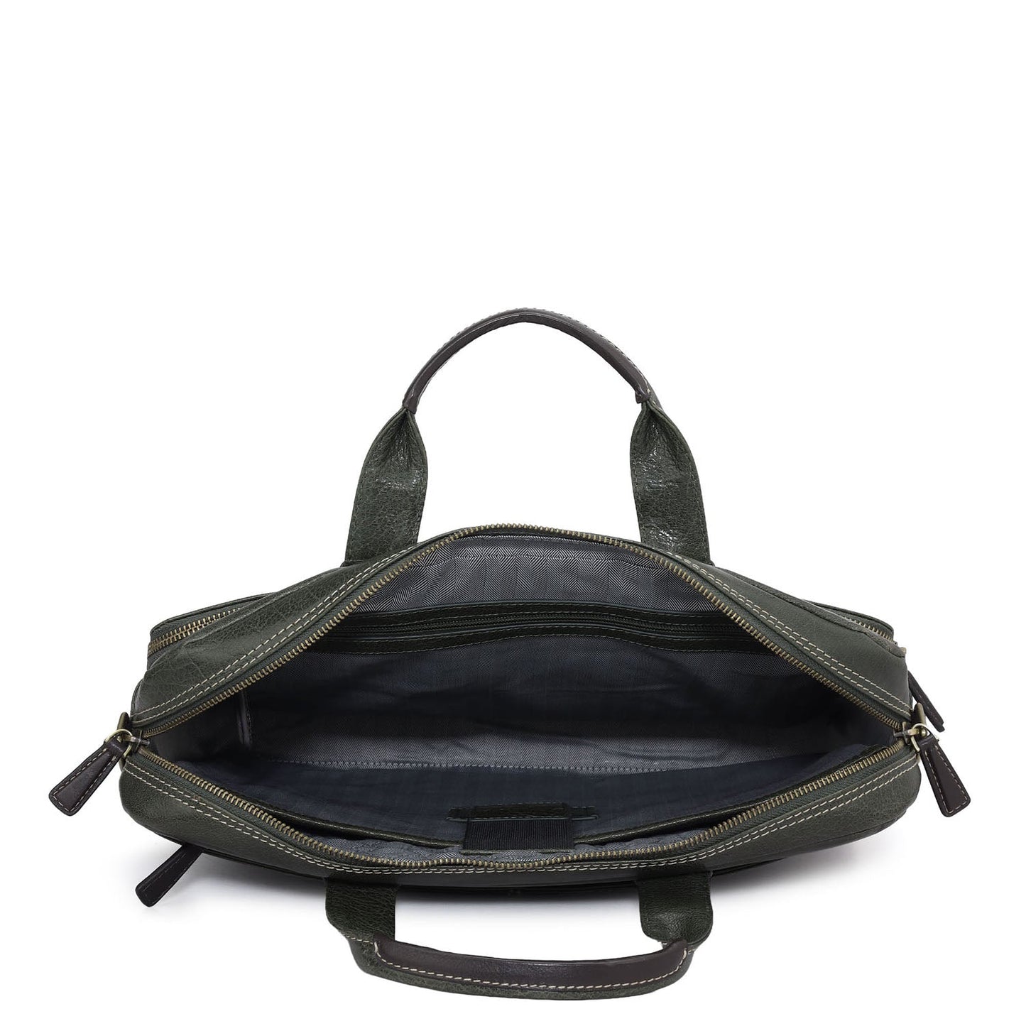 Elephant Pattern Leather Laptop Bag - Green