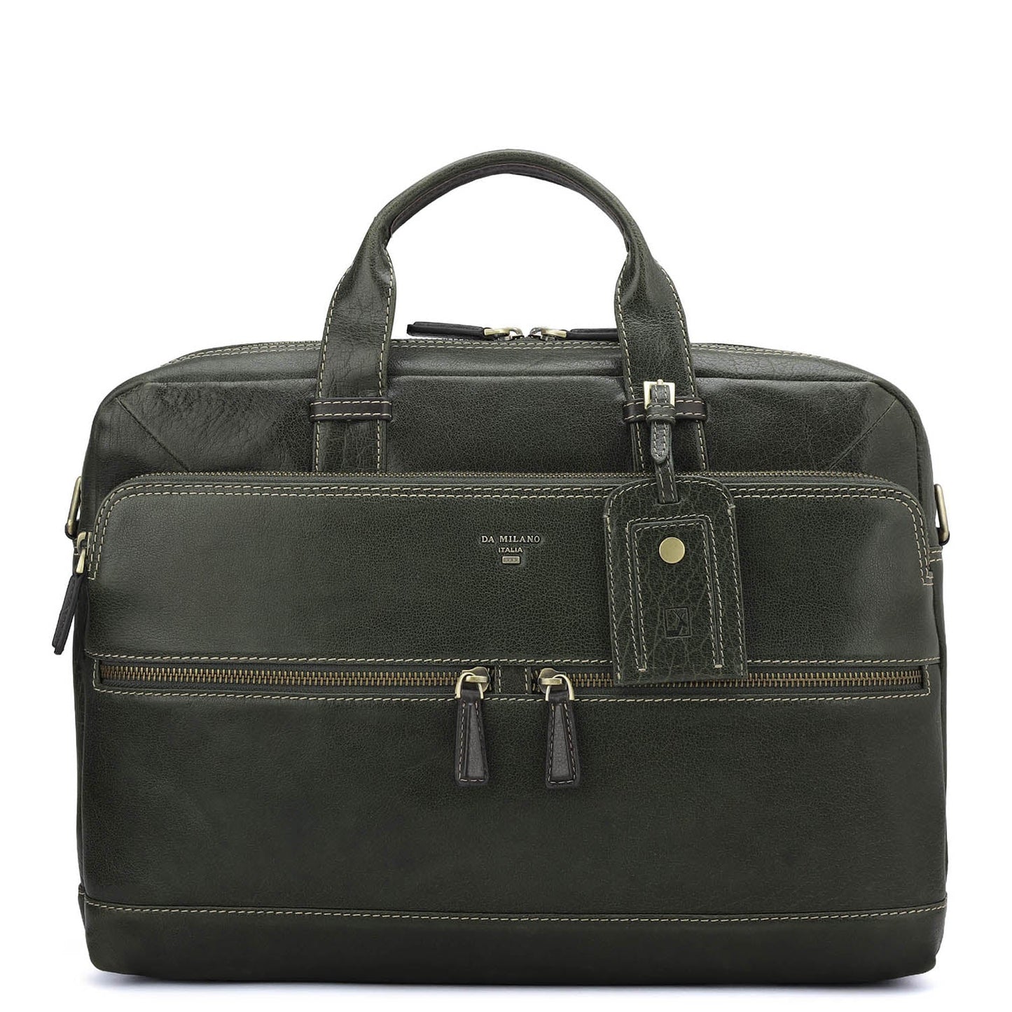Elephant Pattern Leather Laptop Bag - Green
