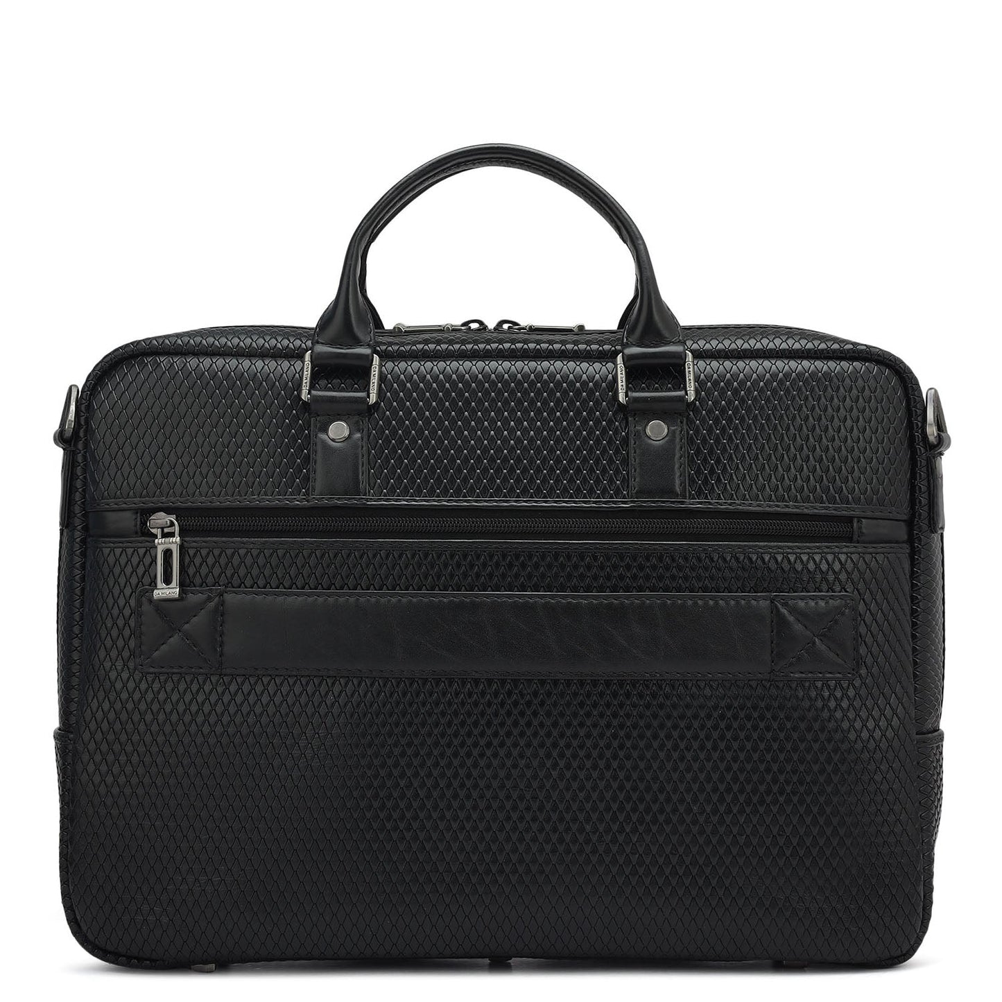 Mat Emboss Leather Laptop Bag - Black