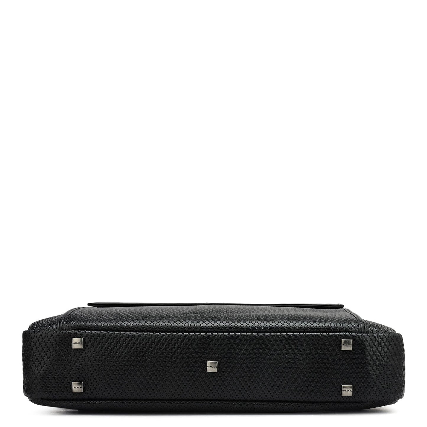 Mat Emboss Leather Laptop Bag - Black