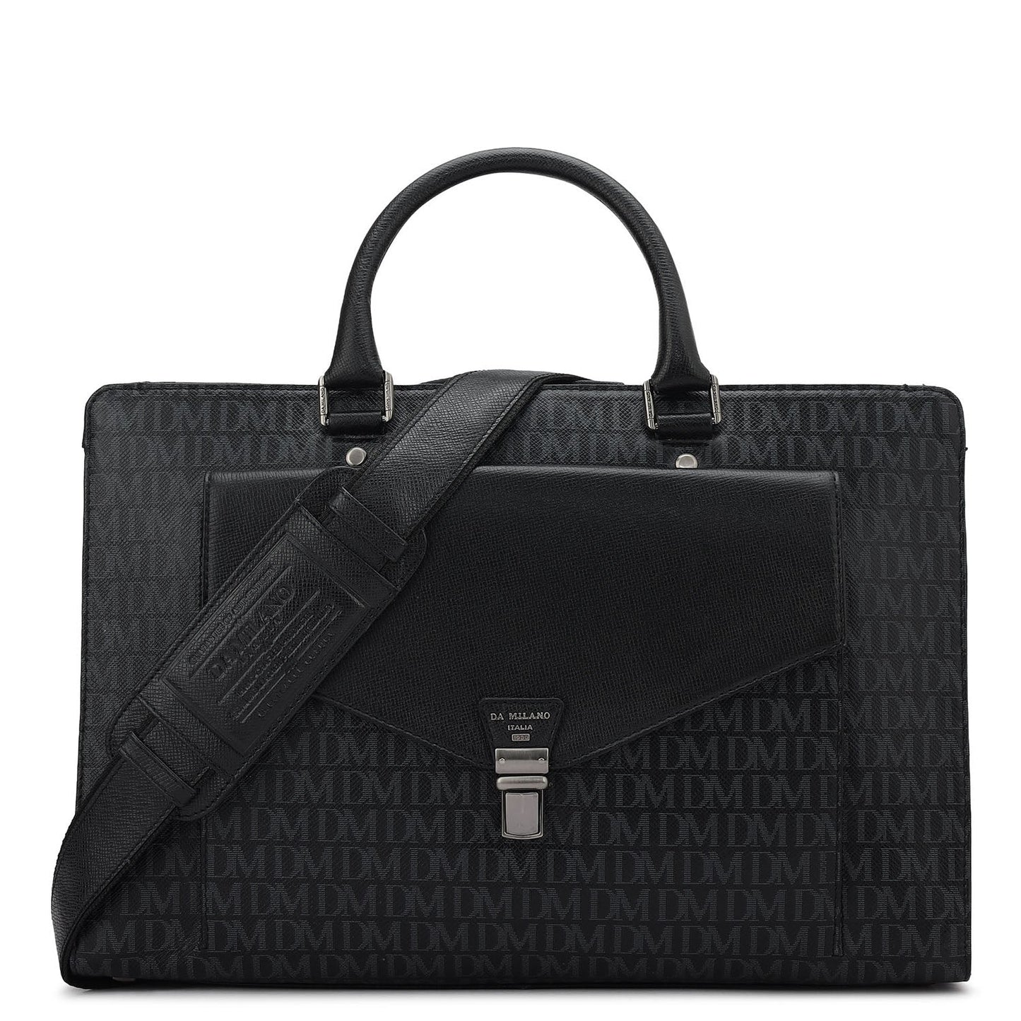 Monogram Franzy Leather Laptop Bag - Black