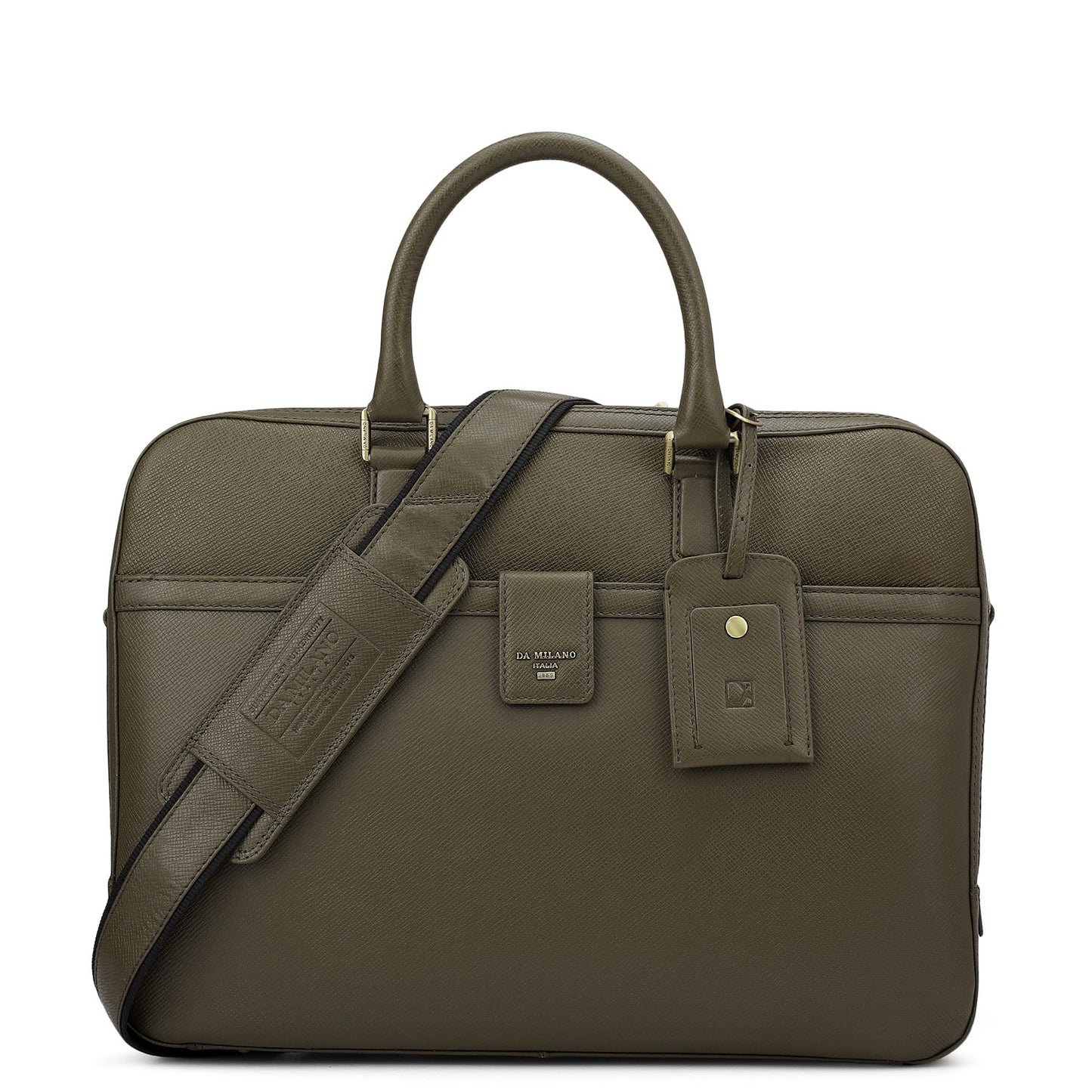Franzy Leather Laptop Bag - Military Green