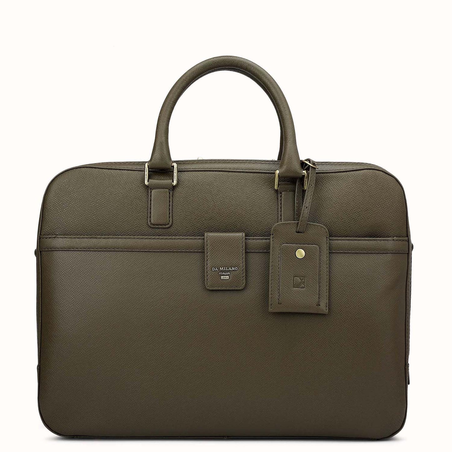 Franzy Leather Laptop Bag - Military Green