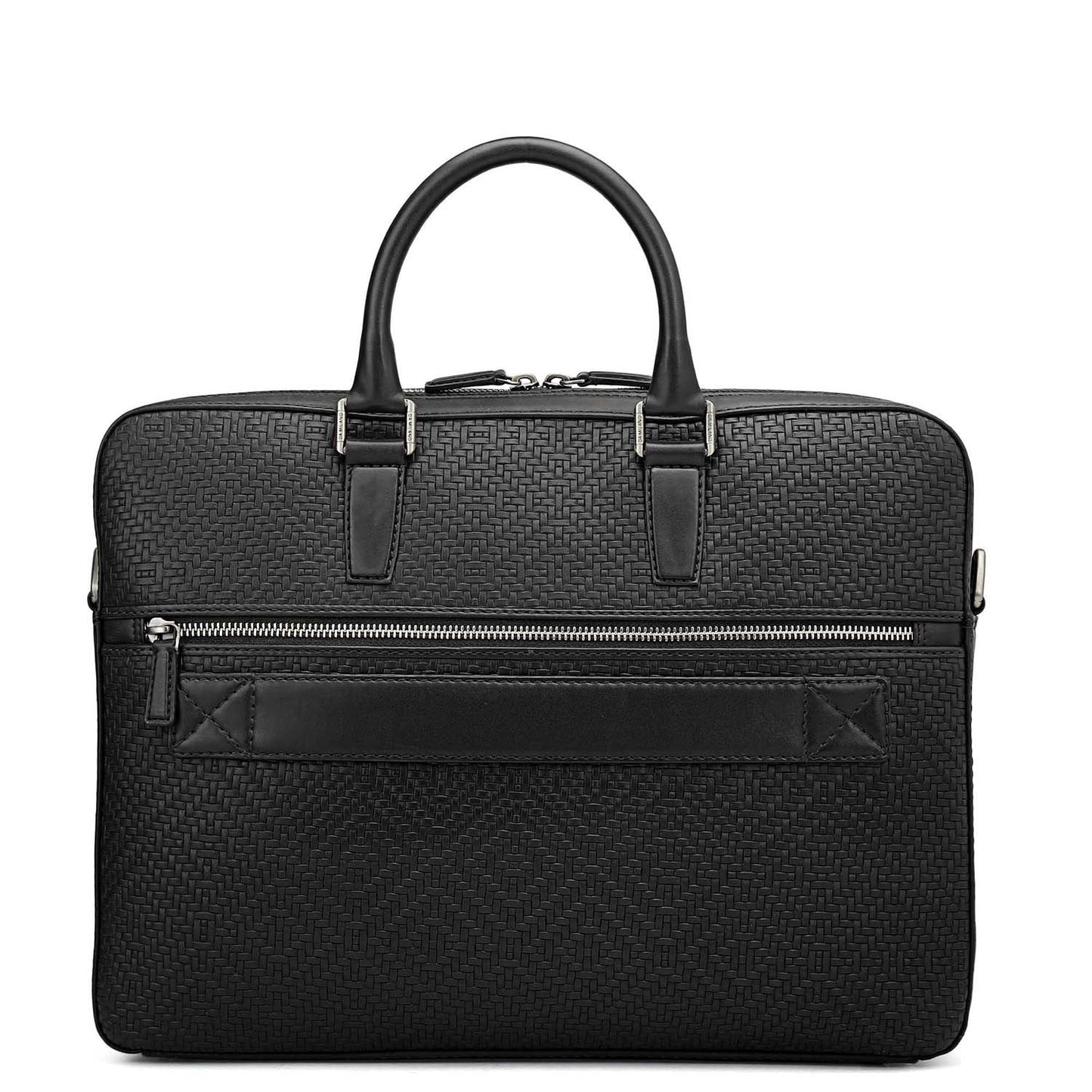 Mat Emboss Leather Laptop Bag - Black