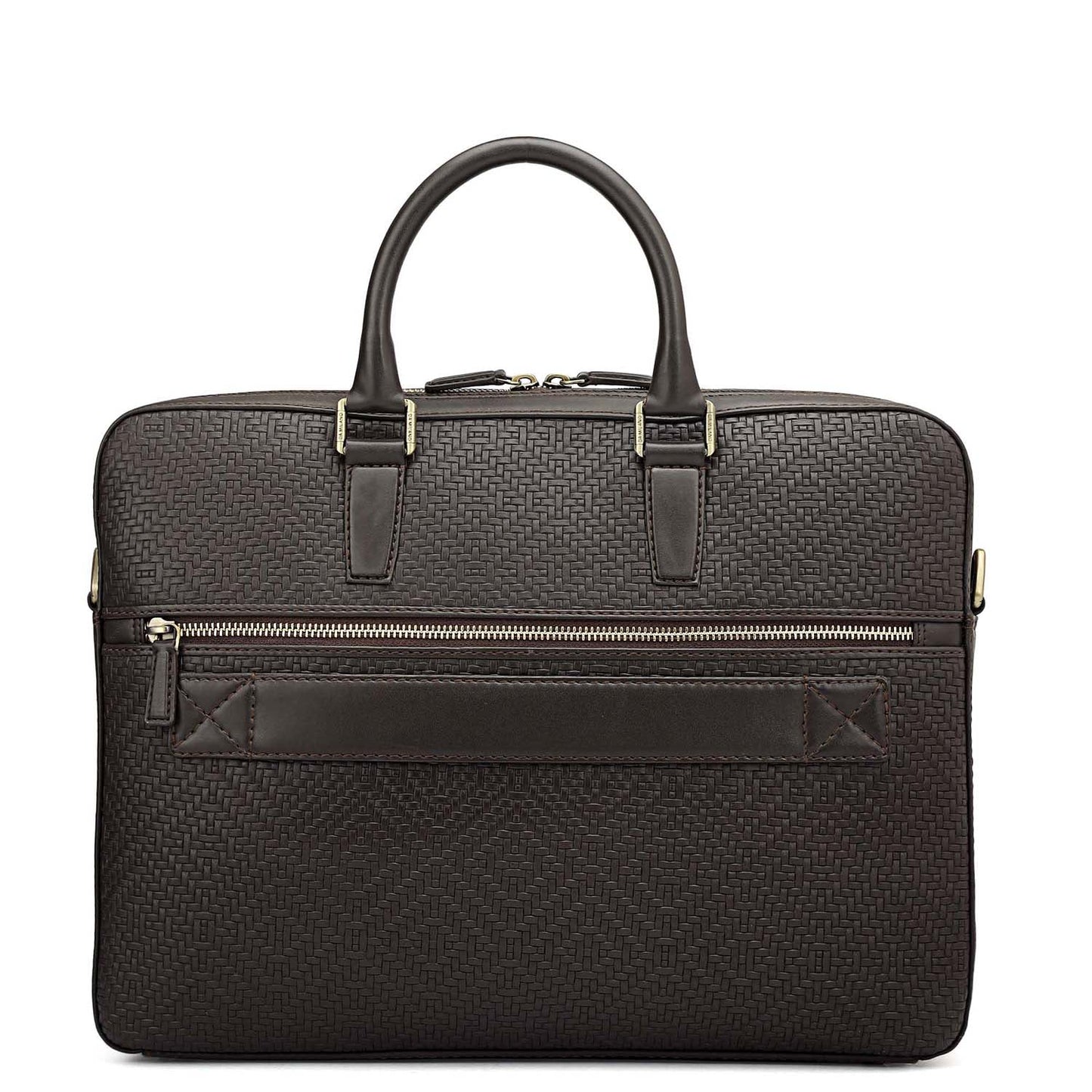 Mat Emboss Leather Laptop Bag - Brown