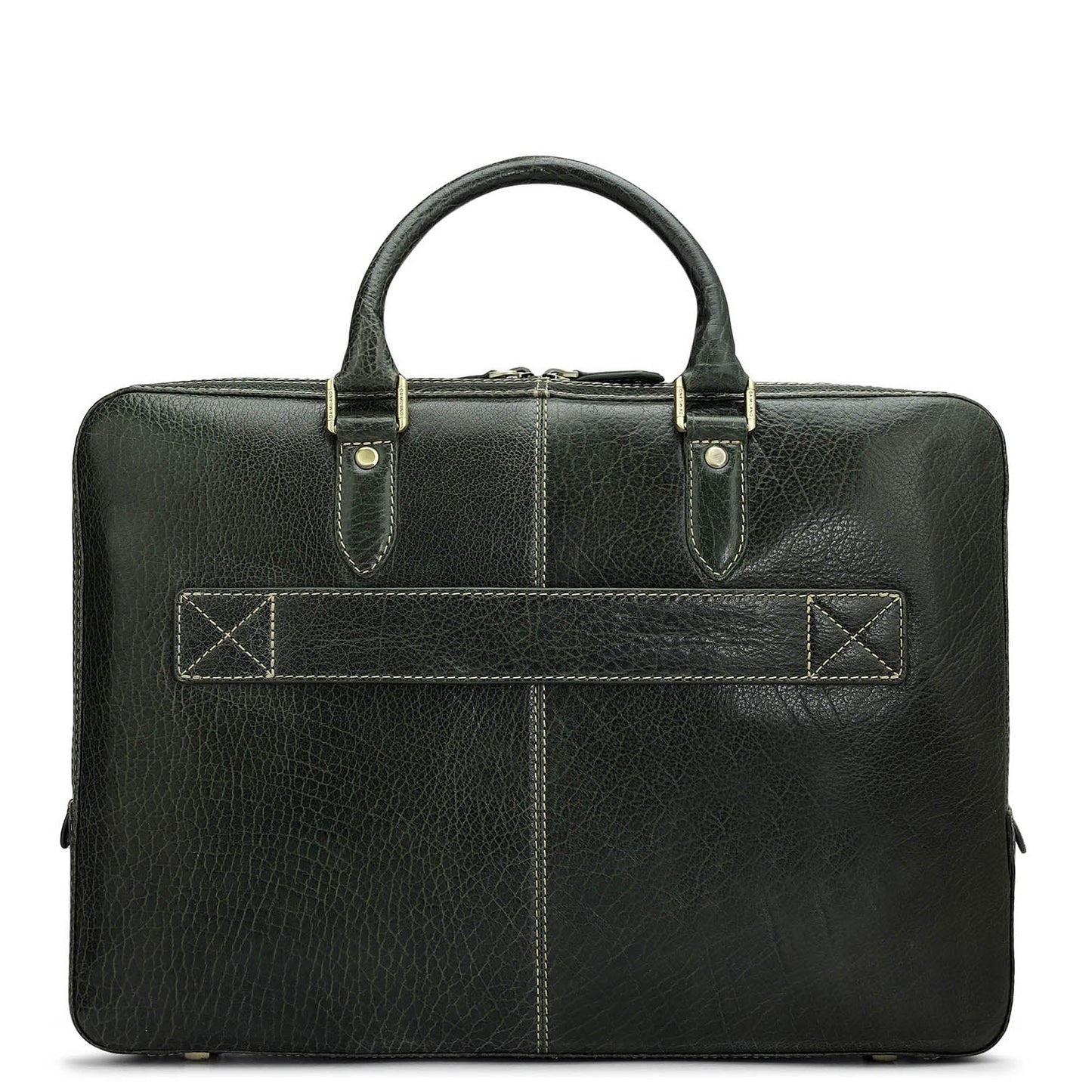 Elephant Pattern Leather Laptop Bag - Green