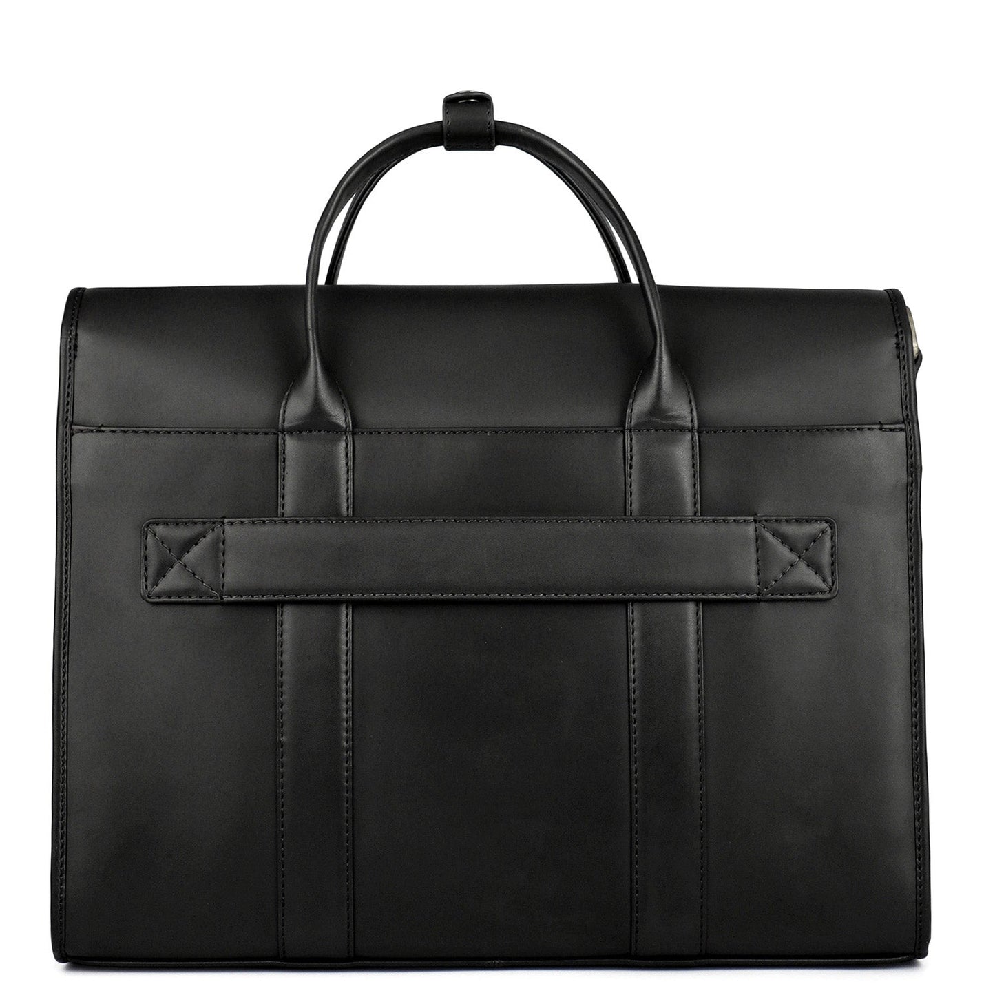 Mat Emboss Plain Leather Laptop Bag - Black