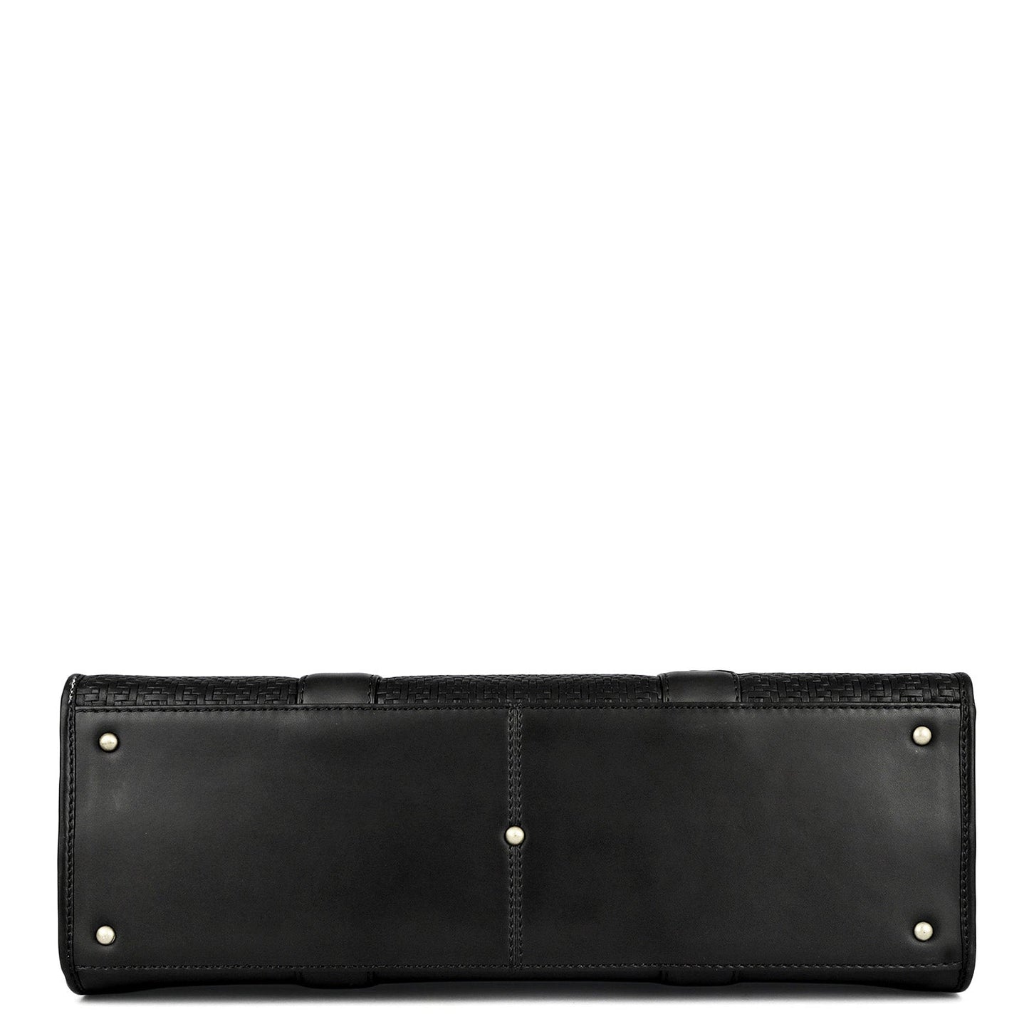Mat Emboss Plain Leather Laptop Bag - Black