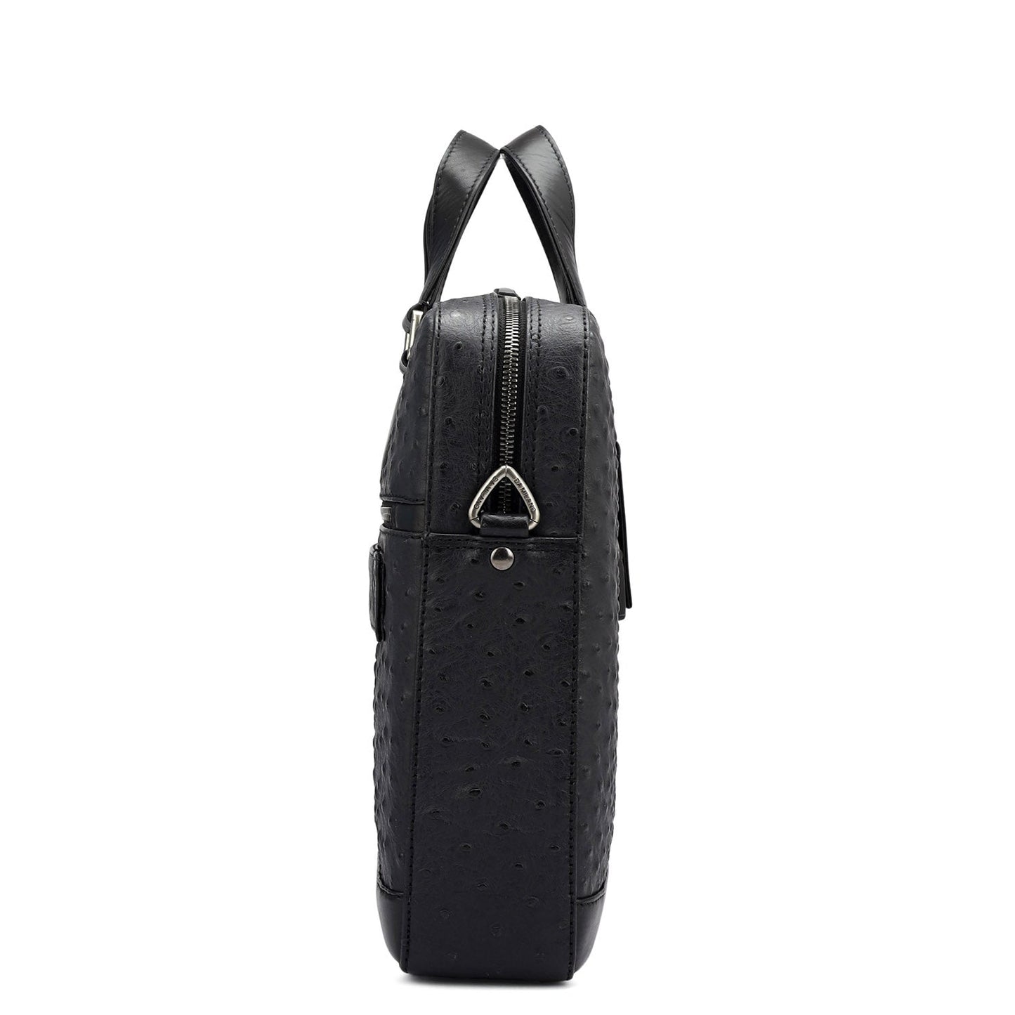 Ostrich Leather Laptop Bag - Black
