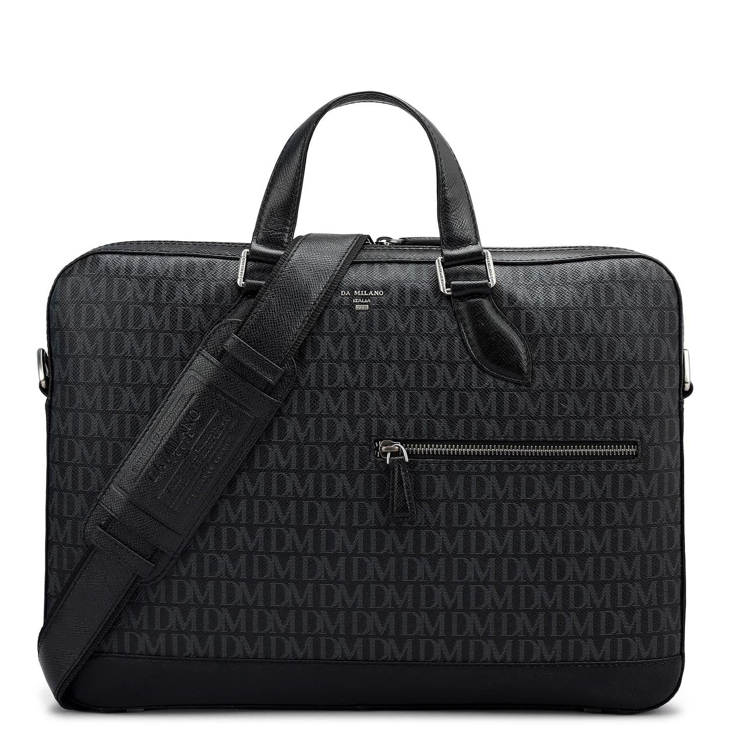 Monogram Franzy Leather Laptop Bag - Black
