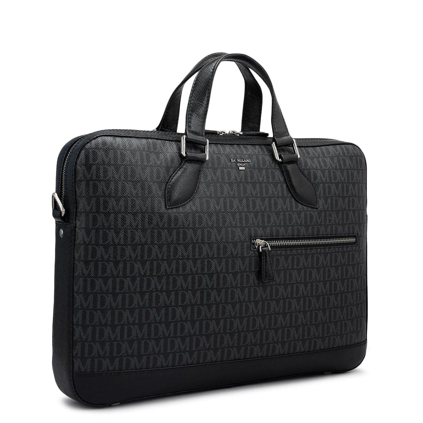 Monogram Franzy Leather Laptop Bag - Black