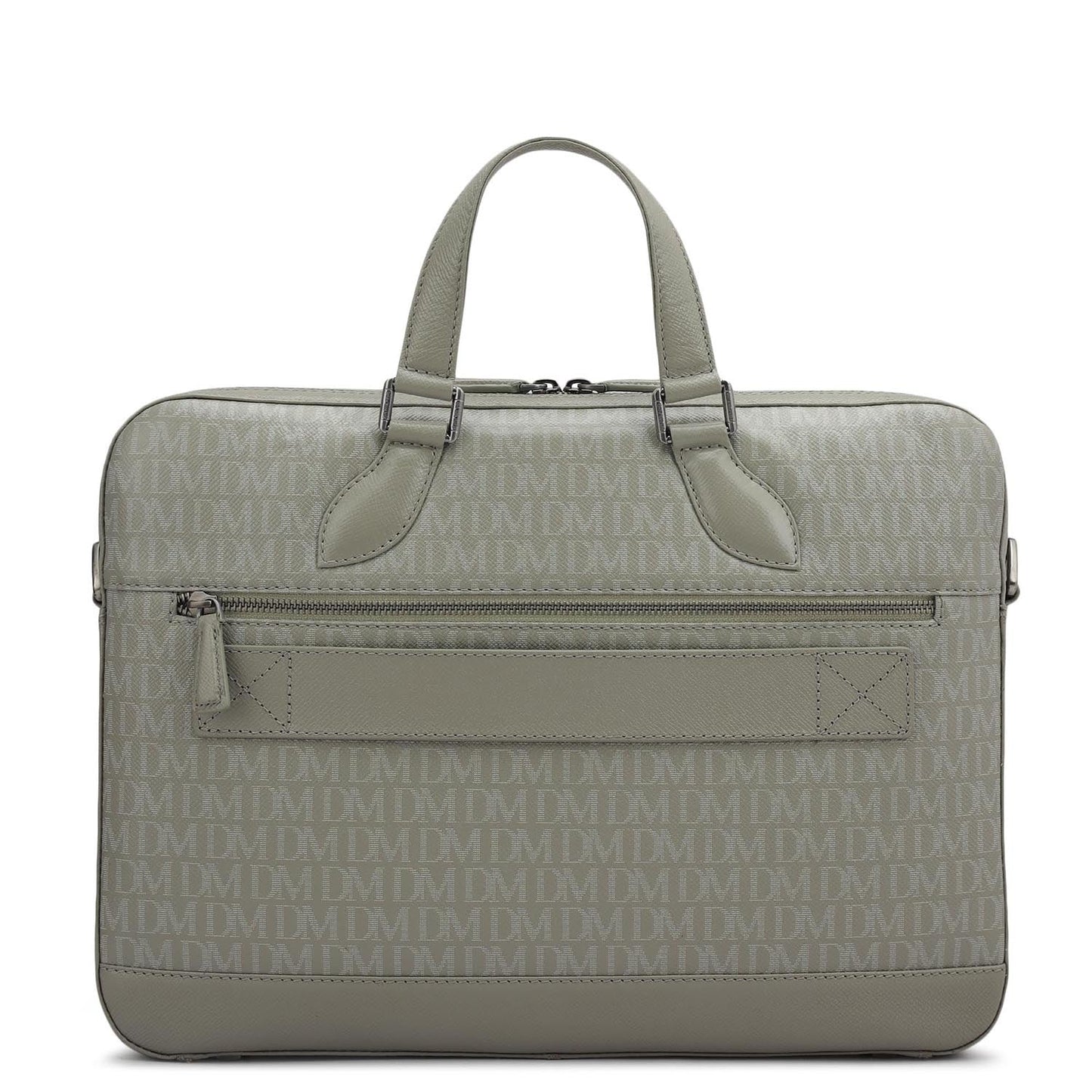 Monogram Franzy Leather Laptop Bag - Stone Grey
