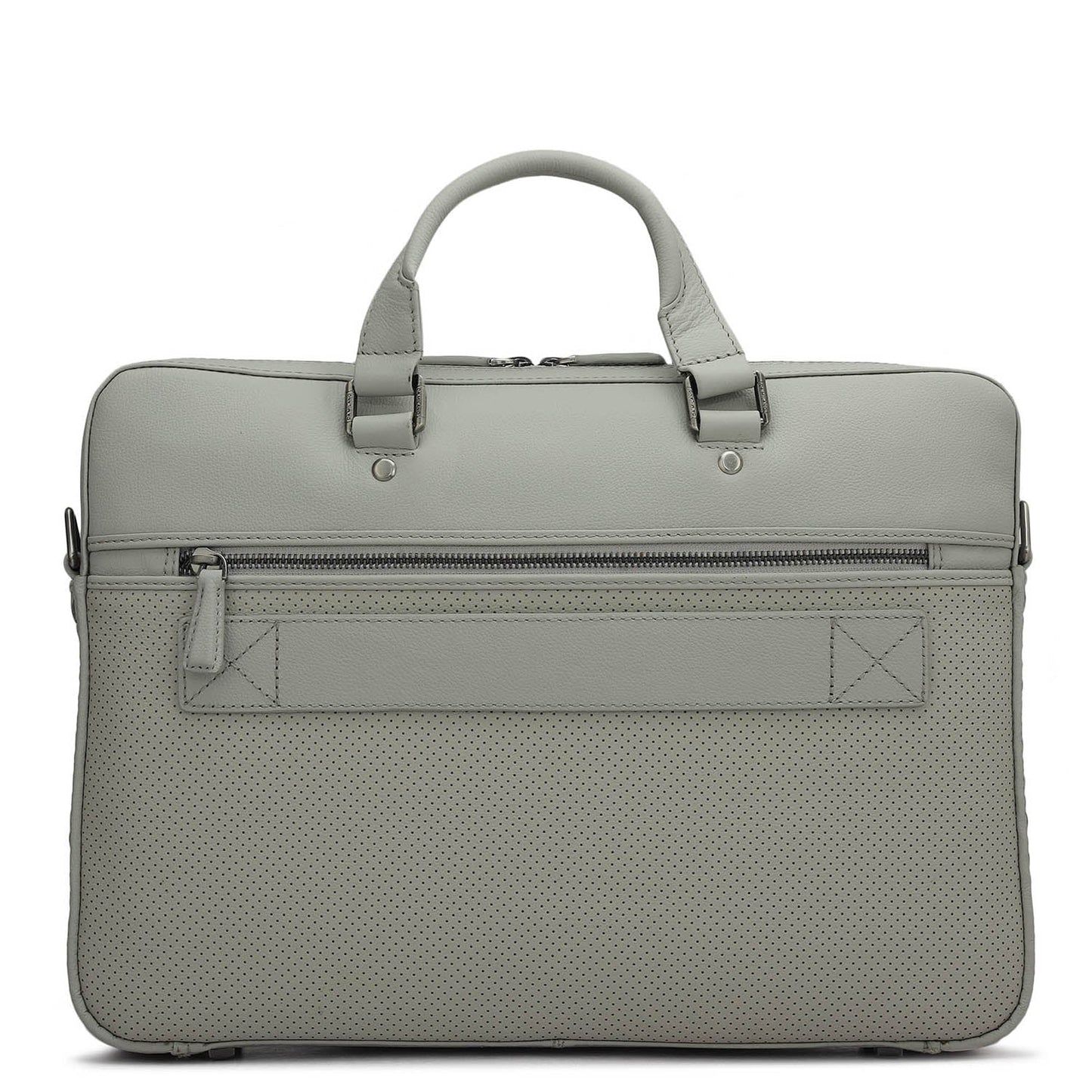 Punch Mat Leather Laptop Bag - Light Grey