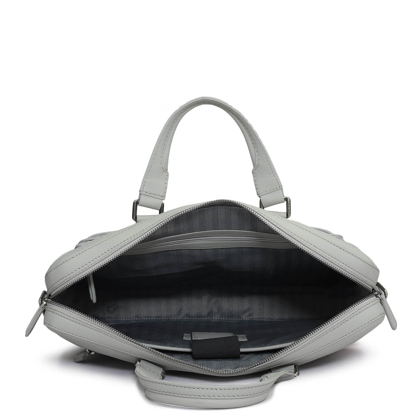 Punch Mat Leather Laptop Bag - Light Grey