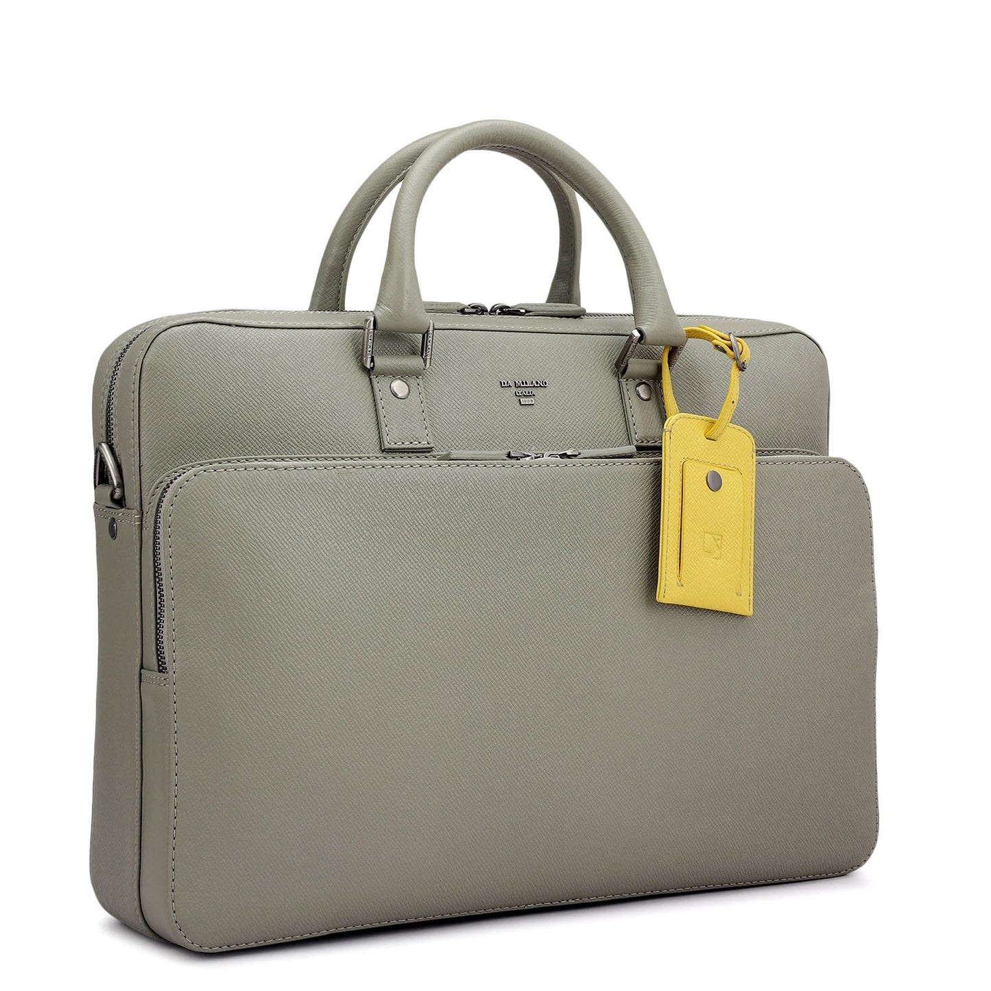 Franzy Leather Laptop Bag - Stone Grey
