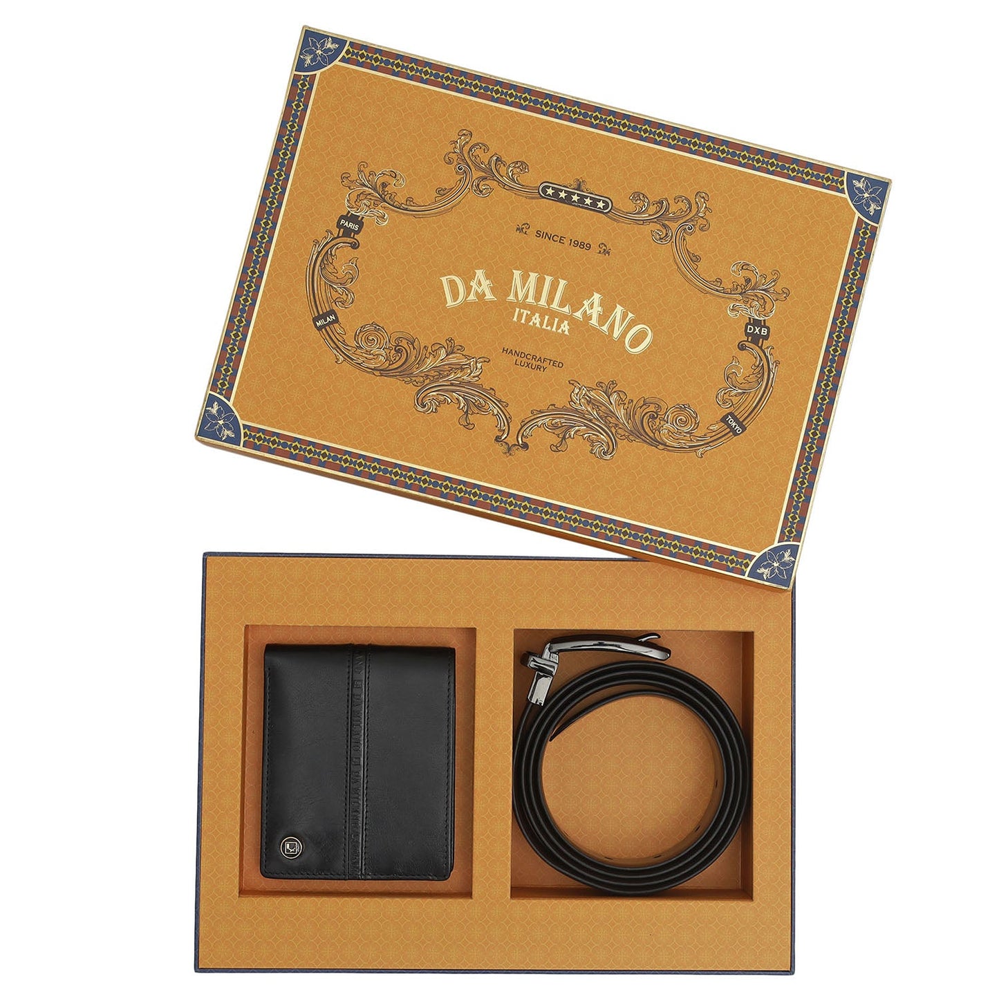 Black Brown Plain Mens Wallet & Belt Gift Set