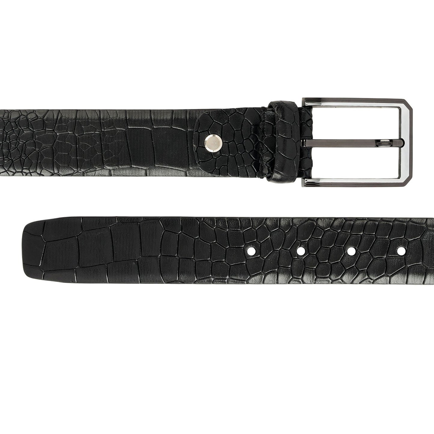 Black Croco Leather Mens Wallet & Belt Gift Set