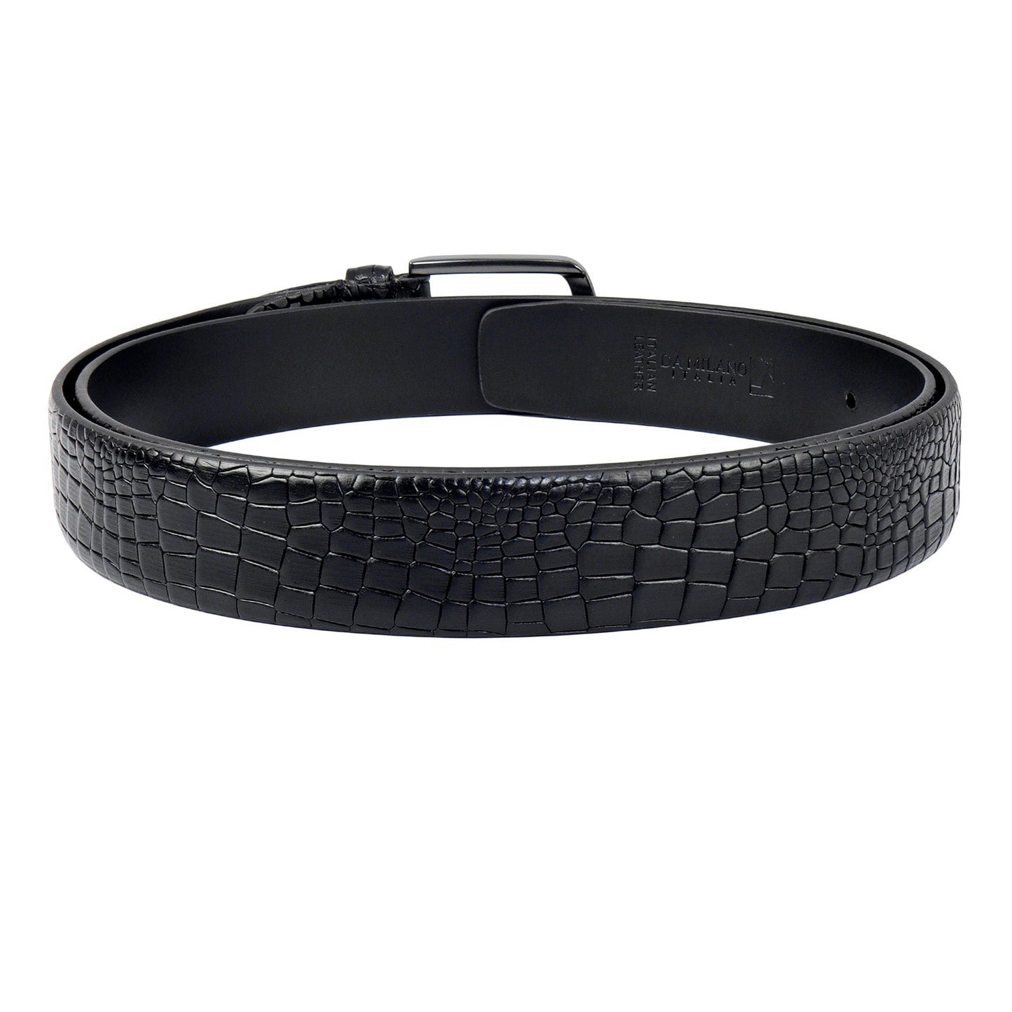 Black Croco Leather Mens Wallet & Belt Gift Set