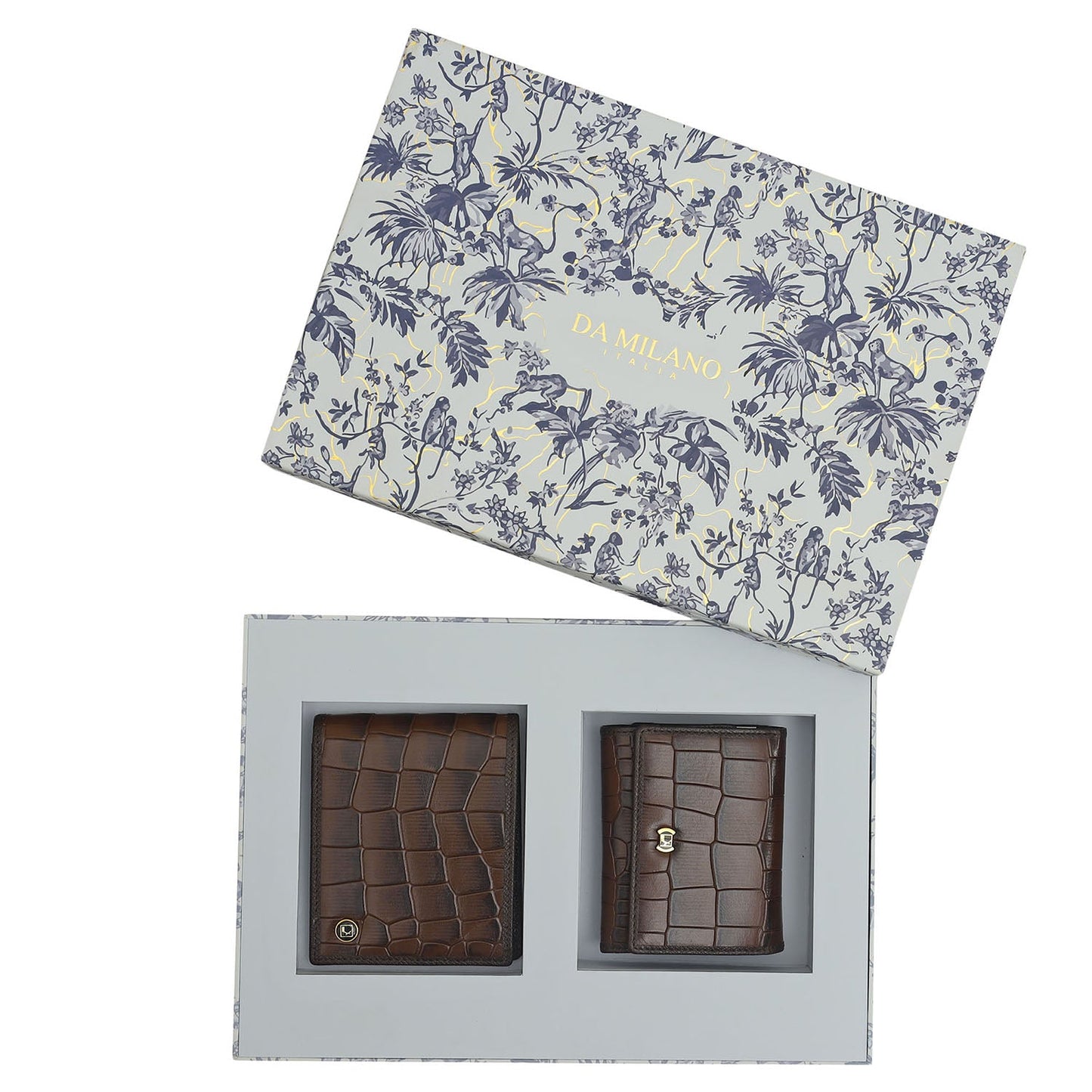 Brown Croco Mens & Ladies Wallet Gift Set