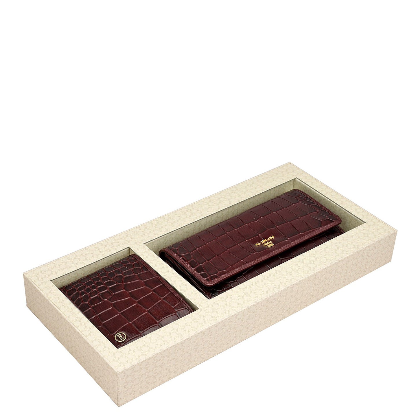 Wine Croco Leather Mens & Ladies Wallet Gift Set