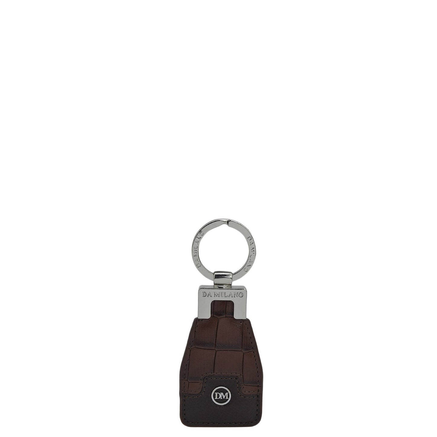 Croco Franzy Leather Key Chain - Brown